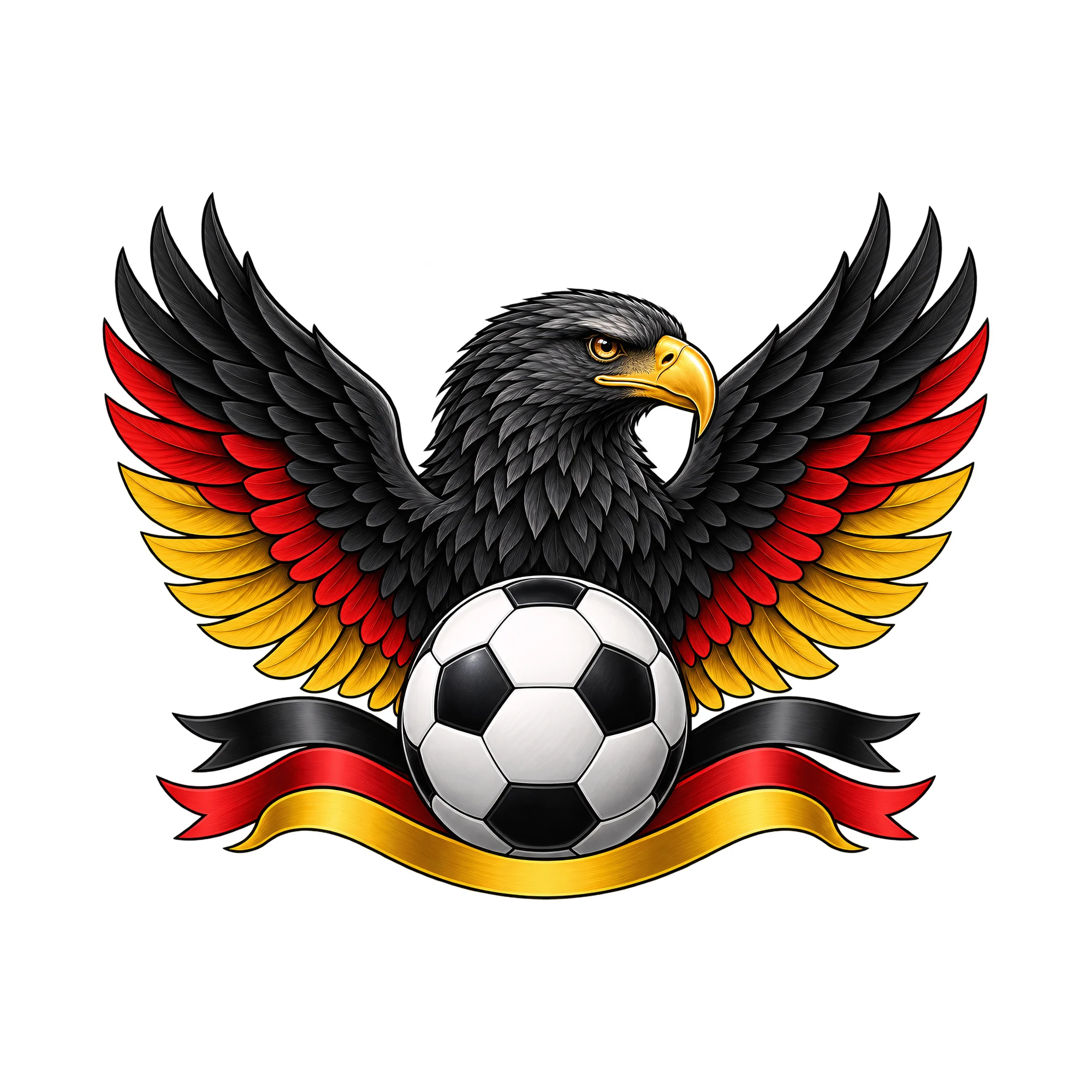 Bügelbild Fußball Deutschland Adler, Lustiger Shirt Motiv als Grafik auf weißem Hintergrund (BB015600)