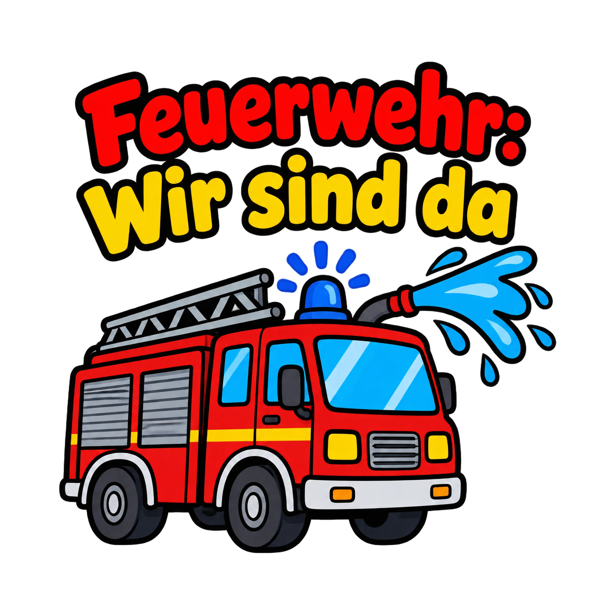 Bügelbild Feuerwehr: Wir sind da, Vereine Shirt Spruch als Grafik auf weißem Hintergrund (BB018662)