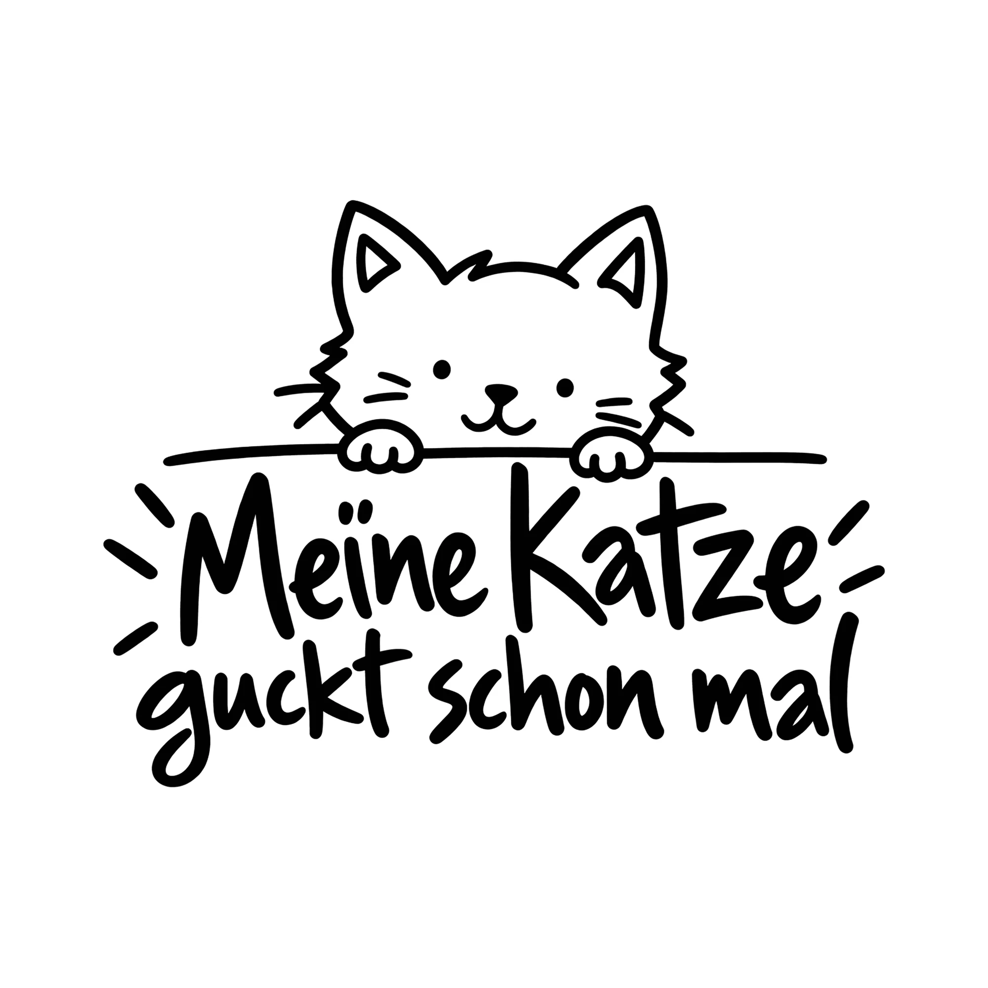 Bügelbild Meine Katze guckt schon mal als Grafik auf weißem Hintergrund (BB013007)