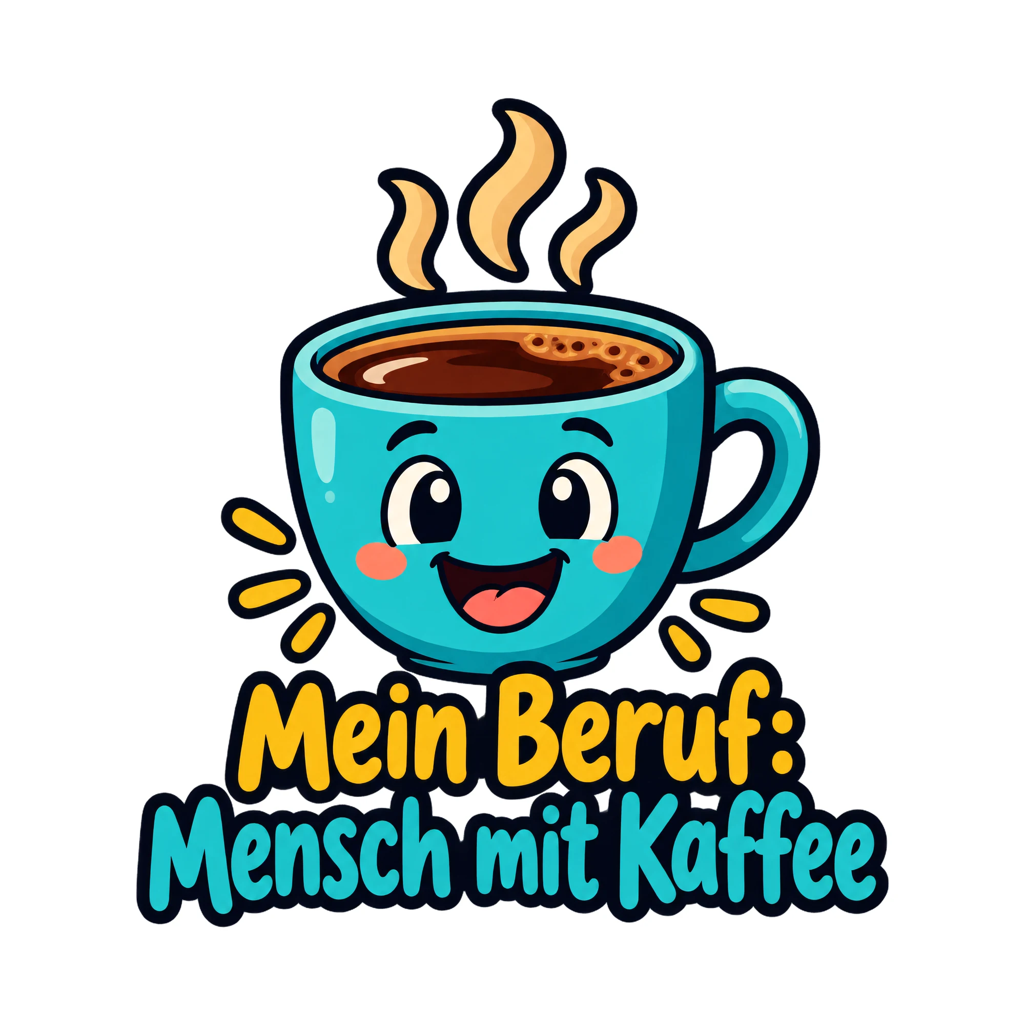 Bügelbild Mein Beruf: Mensch mit Kaffee, Beruf Shirt Spruch als Grafik auf weißem Hintergrund (BB016618)