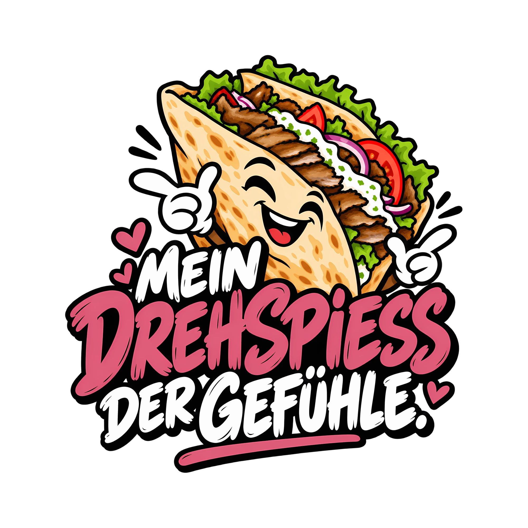 Bügelbild MEIN DREHSPIESS DER GEFÜHLE. als Grafik auf weißem Hintergrund (BB014027)