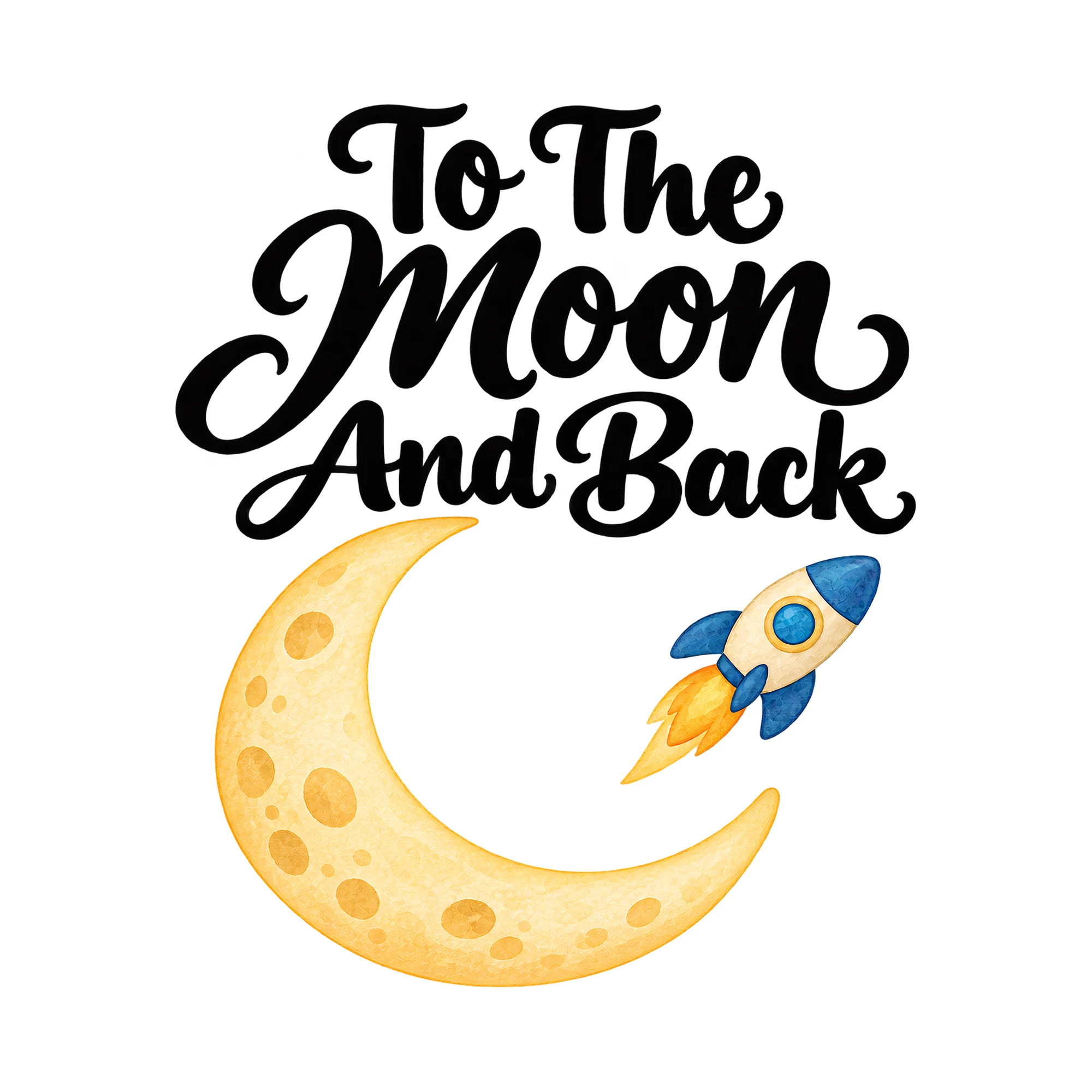Bügelbild To The Moon And Back, Lustiger Shirt Spruch als Grafik auf weißem Hintergrund (BB015963)