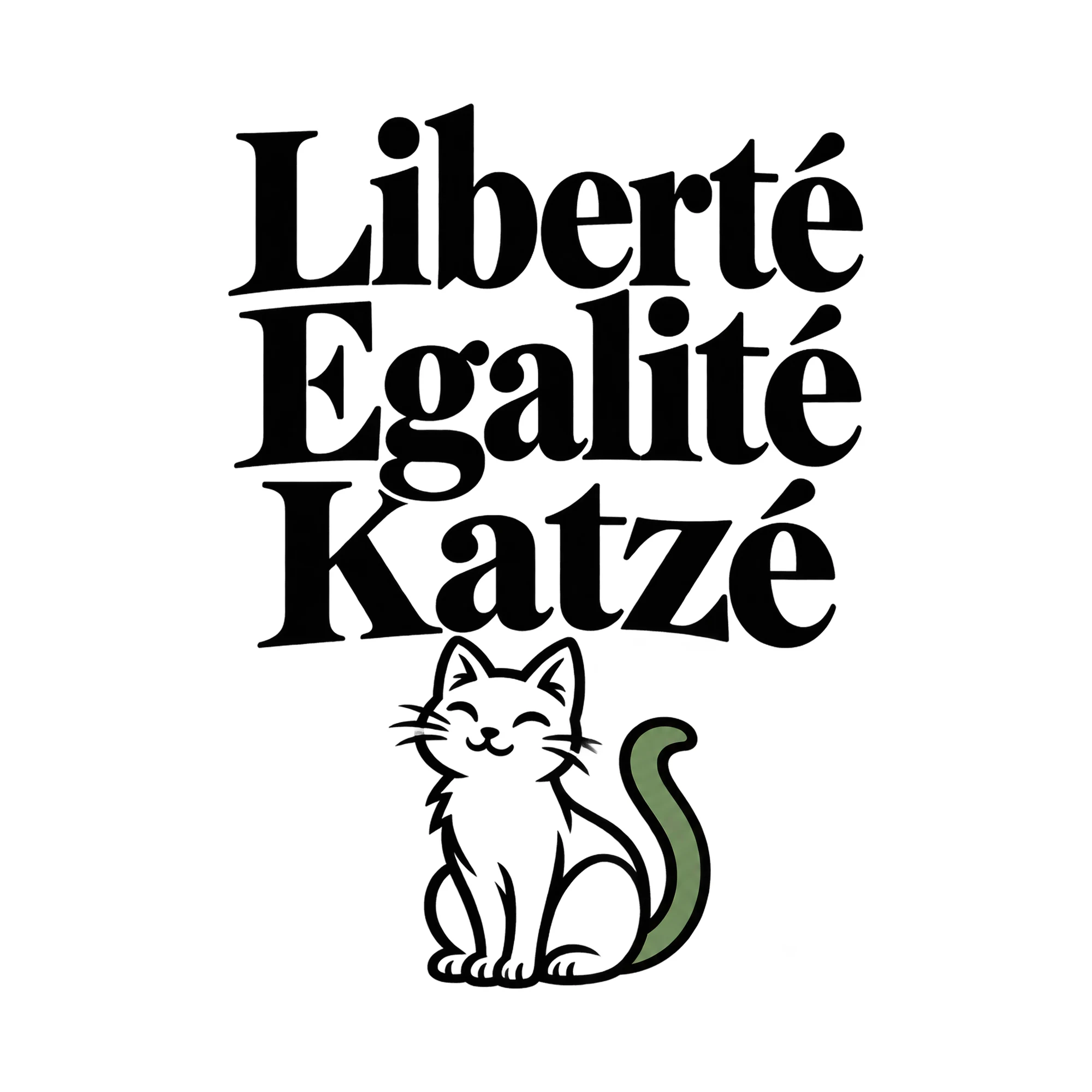 Bügelbild Liberté Egalité Katzé, Tiere Shirt Spruch als Grafik auf weißem Hintergrund (BB016088)