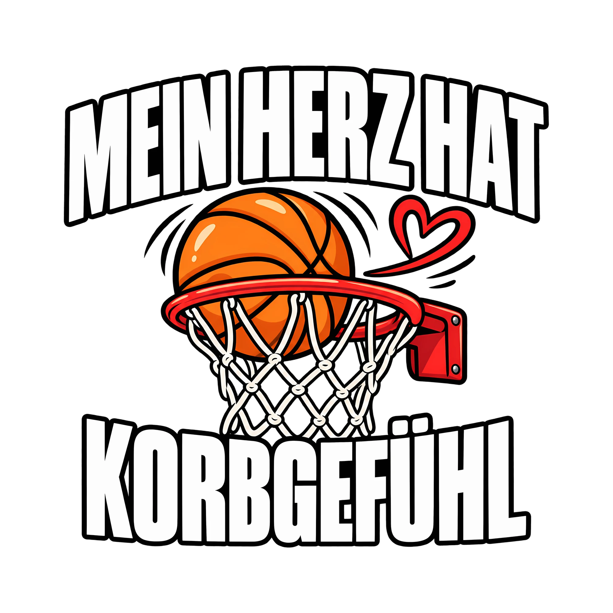 Bügelbild MEIN HERZ HAT KORBGEFÜHL als Grafik auf weißem Hintergrund (BB013833)