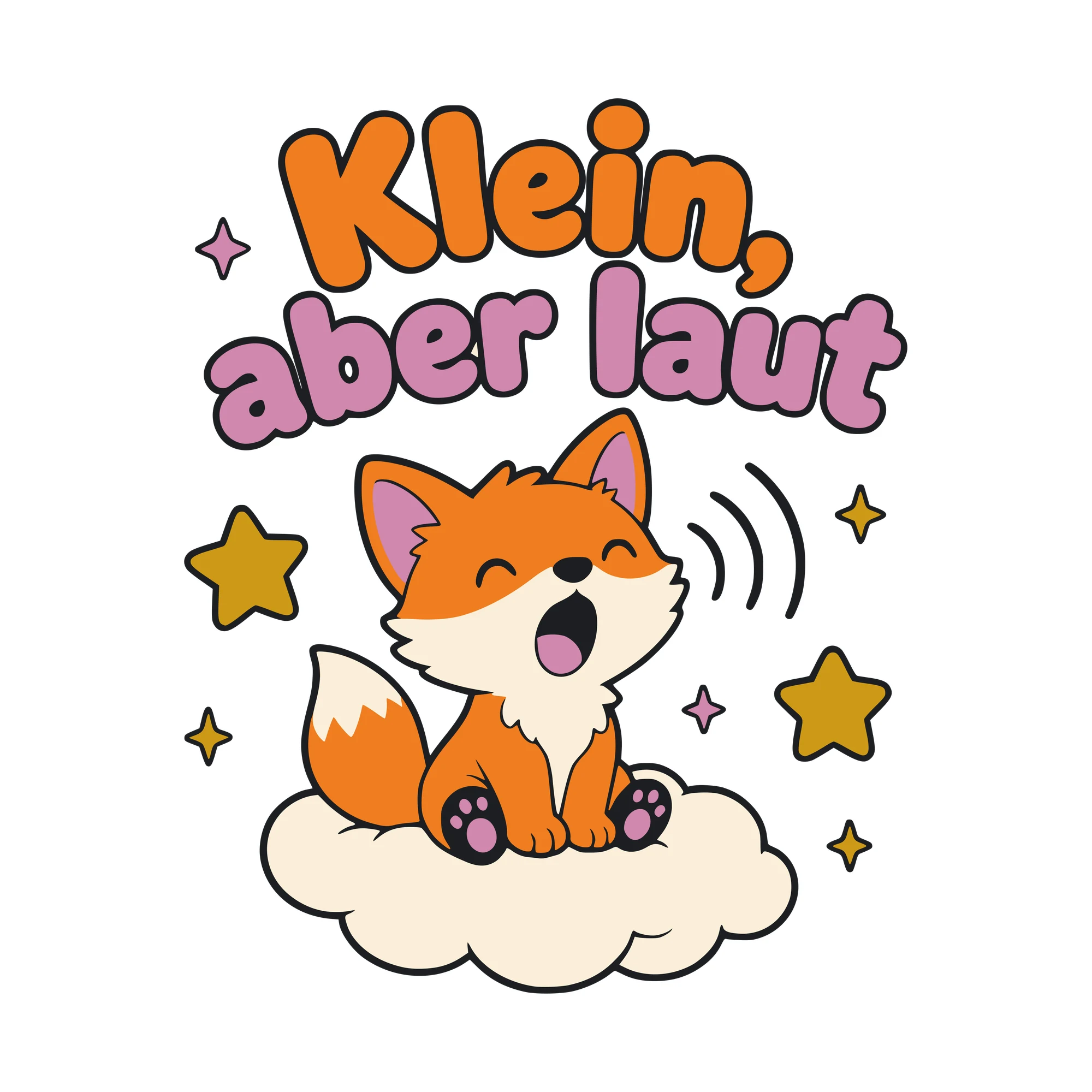 Bügelbild Klein, aber laut als Grafik auf weißem Hintergrund (BB010464)