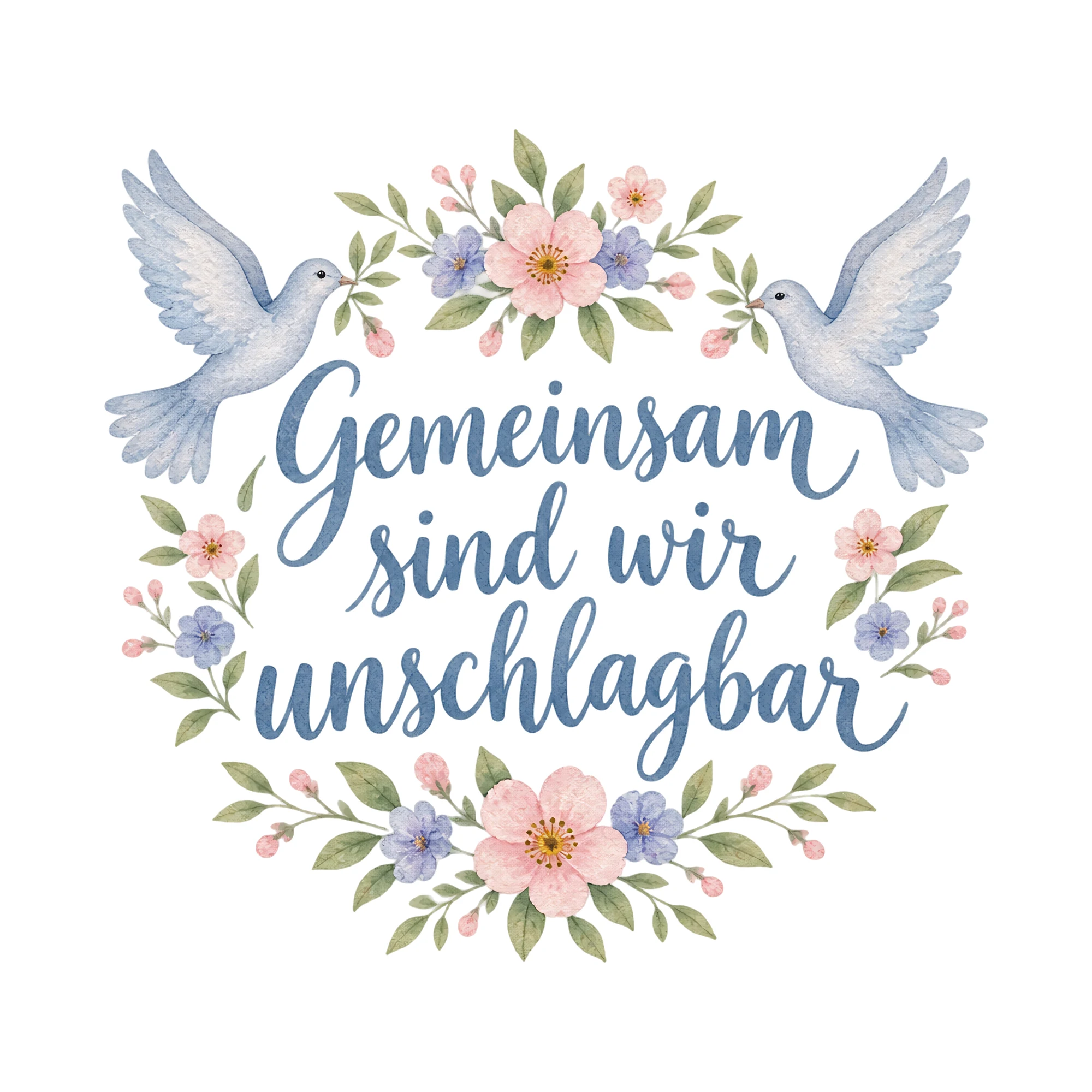 Bügelbild Gemeinsam sind wir unschlagbar als Grafik auf weißem Hintergrund (BB016371)