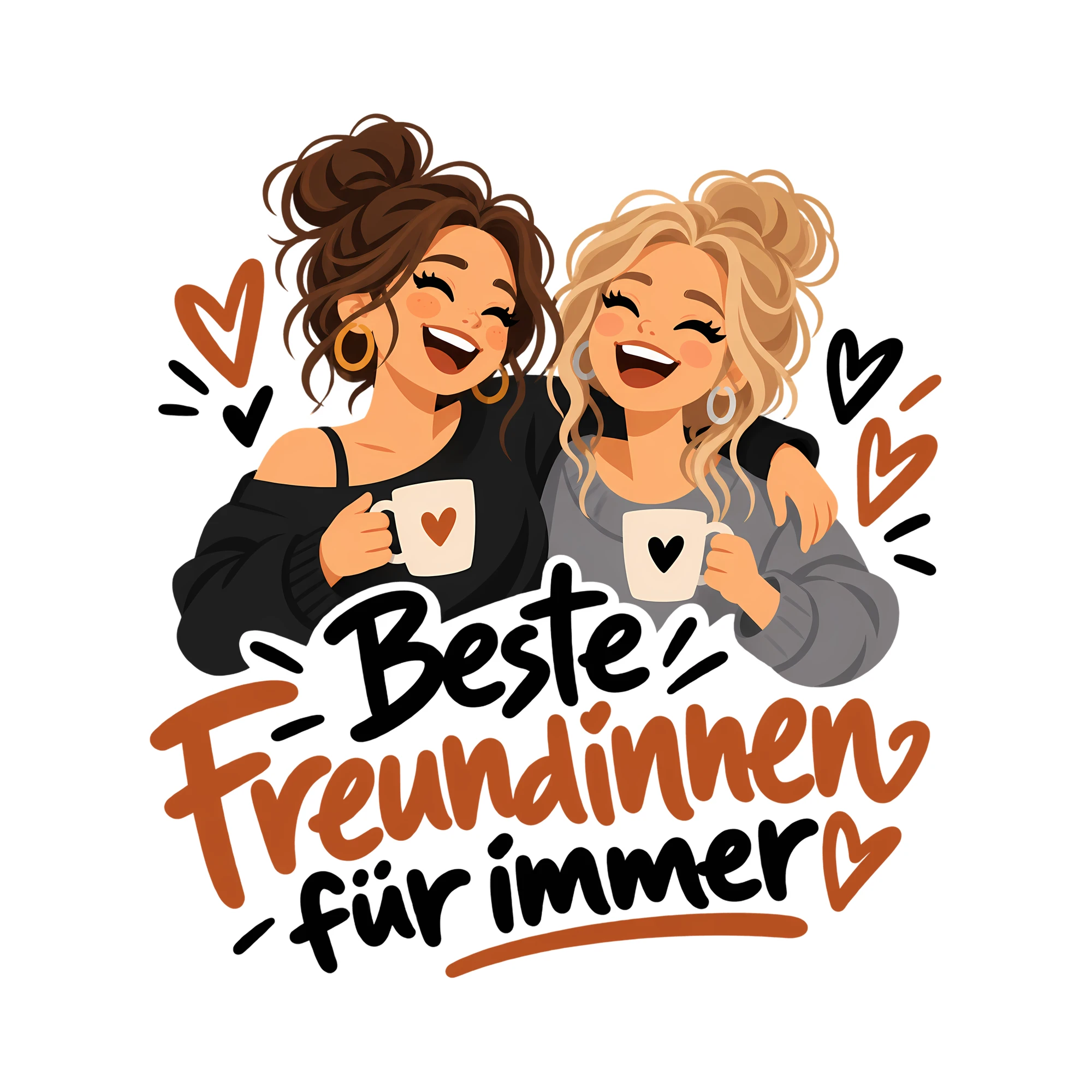 Bügelbild Beste Freundinnen für immer als Grafik auf weißem Hintergrund (BB012265)
