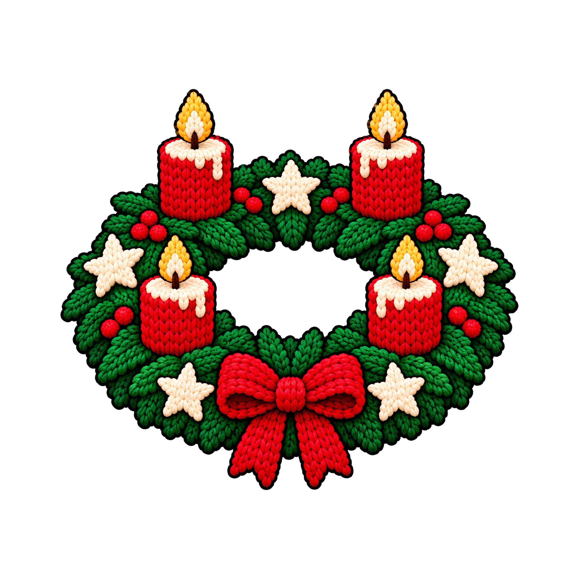 Bügelbild Adventskranz als Grafik auf weißem Hintergrund (BB011422)