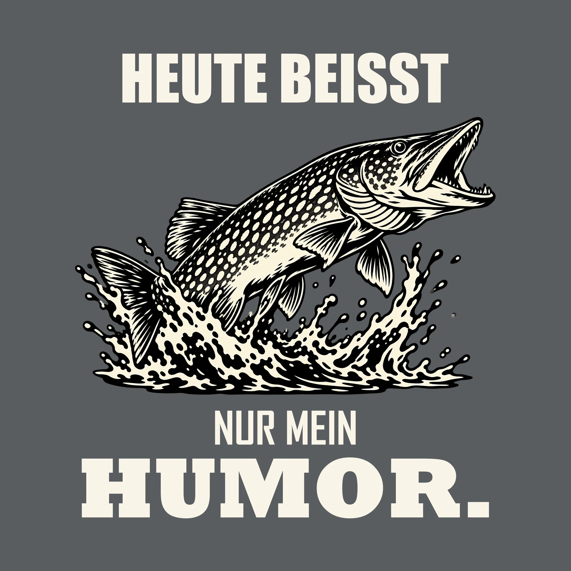 Bügelbild HEUTE BEISST NUR MEIN HUMOR. als Grafik auf dunklem Hintergrund (BB012771)