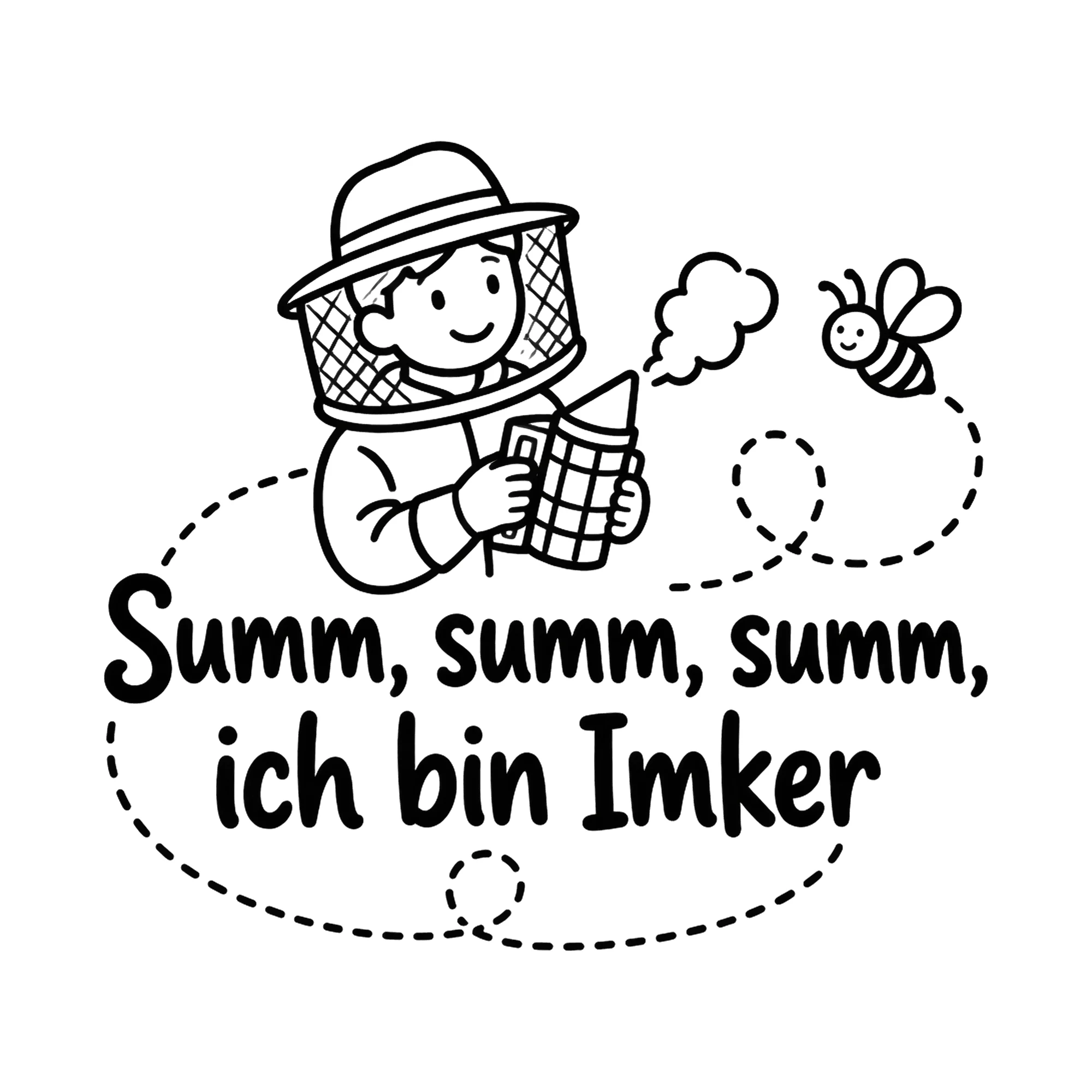 Bügelbild Summ, summ, summ, ich bin Imker als Grafik auf weißem Hintergrund (BB019301)