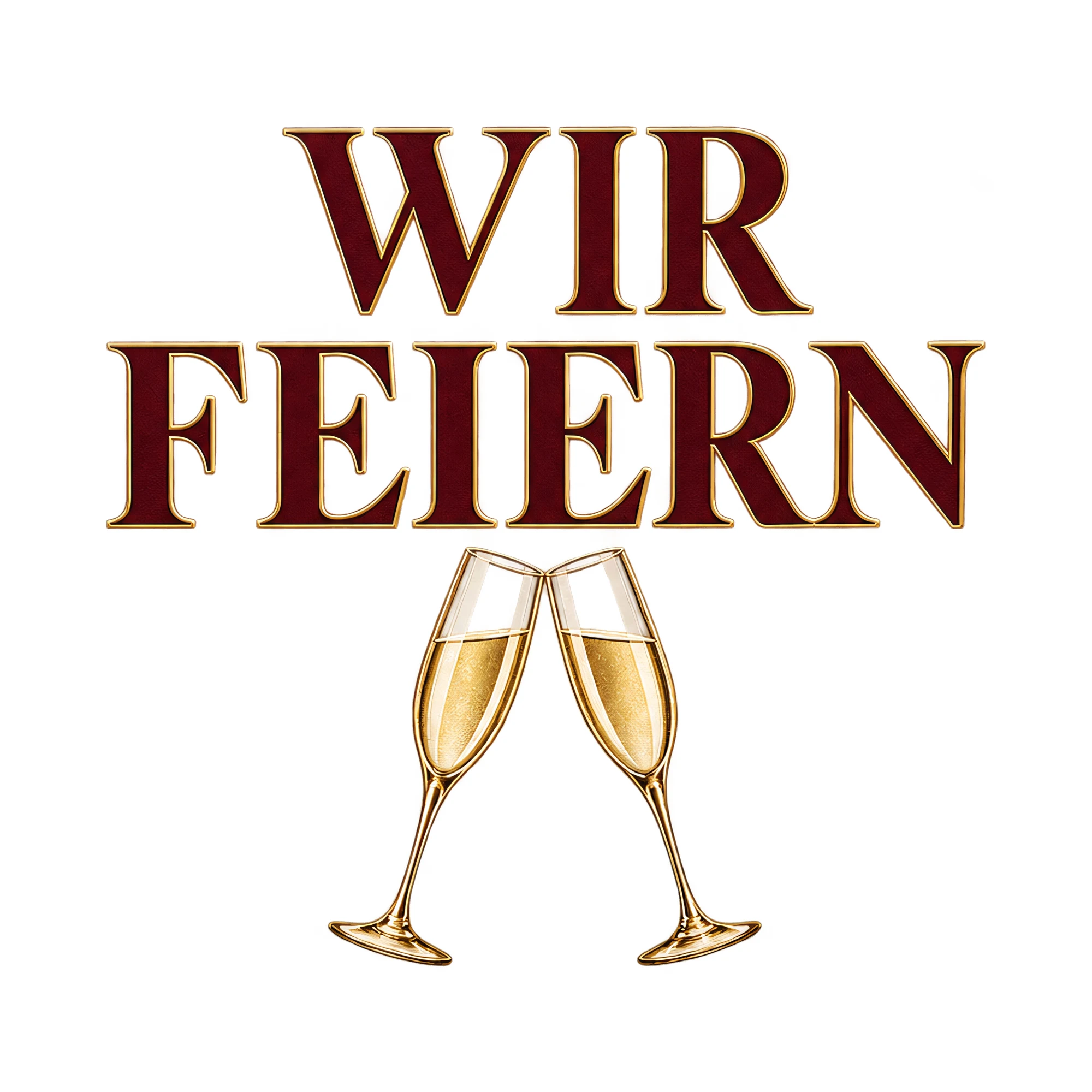 Bügelbild Wir Feiern, Party Shirt Spruch als Grafik auf weißem Hintergrund (BB015030)