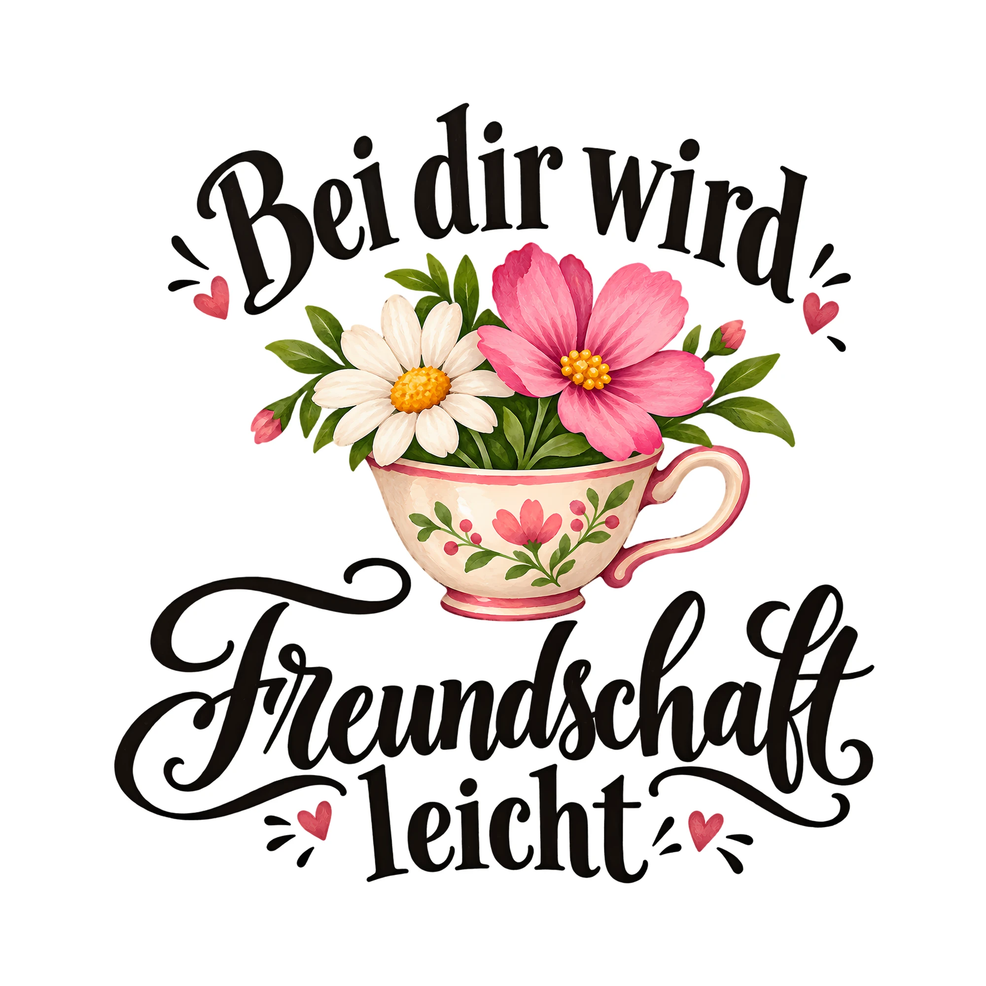 Bügelbild Bei dir wird Freundschaft leicht als Grafik auf weißem Hintergrund (BB012297)