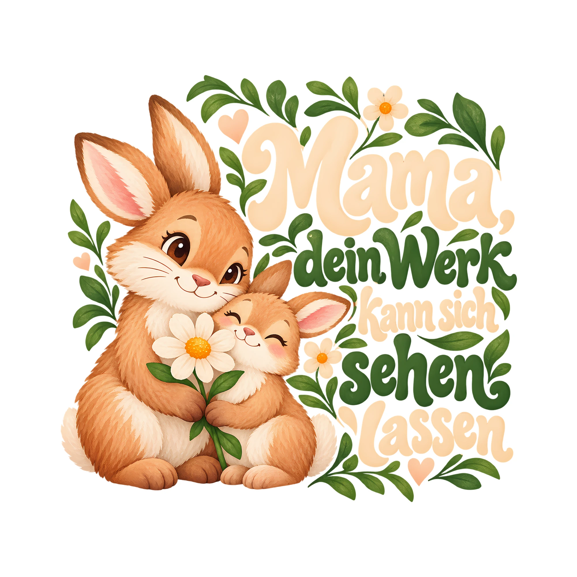 Bügelbild Mama, dein Werk kann sich sehen lassen als Grafik auf weißem Hintergrund (BB012441)