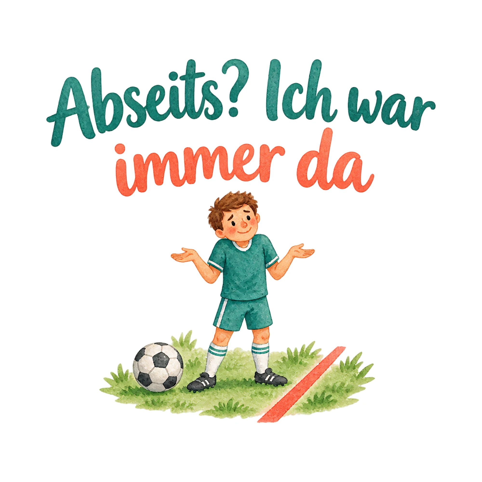 Bügelbild Abseits? Ich war immer da als Grafik auf weißem Hintergrund (BB020393)