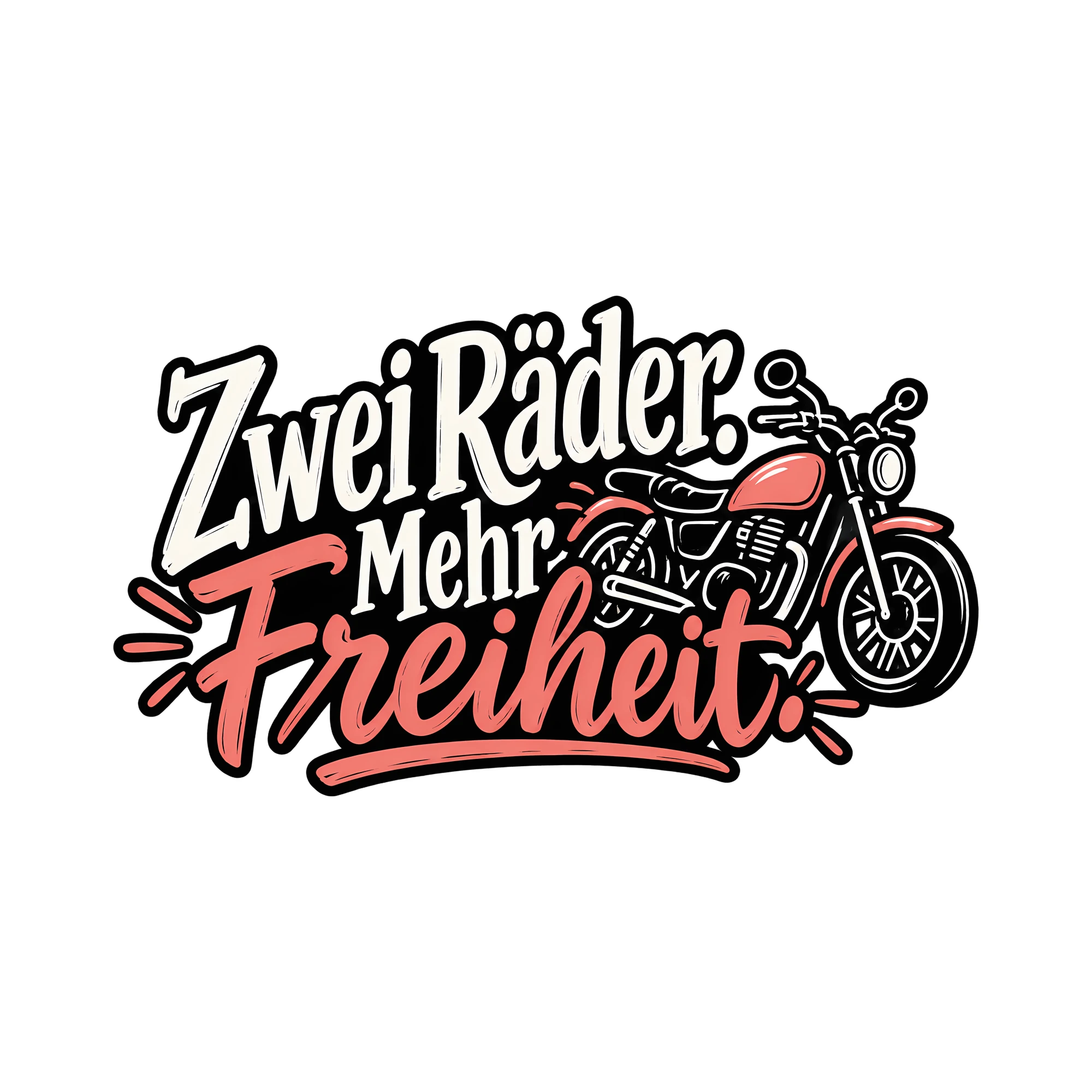 Bügelbild Zwei Räder. Mehr Freiheit. als Grafik auf weißem Hintergrund (BB012668)