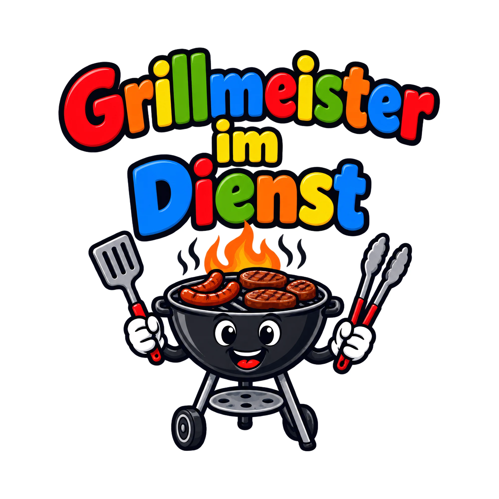 Bügelbild Grillmeister im Dienst, Küchen Spruch Bügelbild als Grafik auf weißem Hintergrund (BB016488)