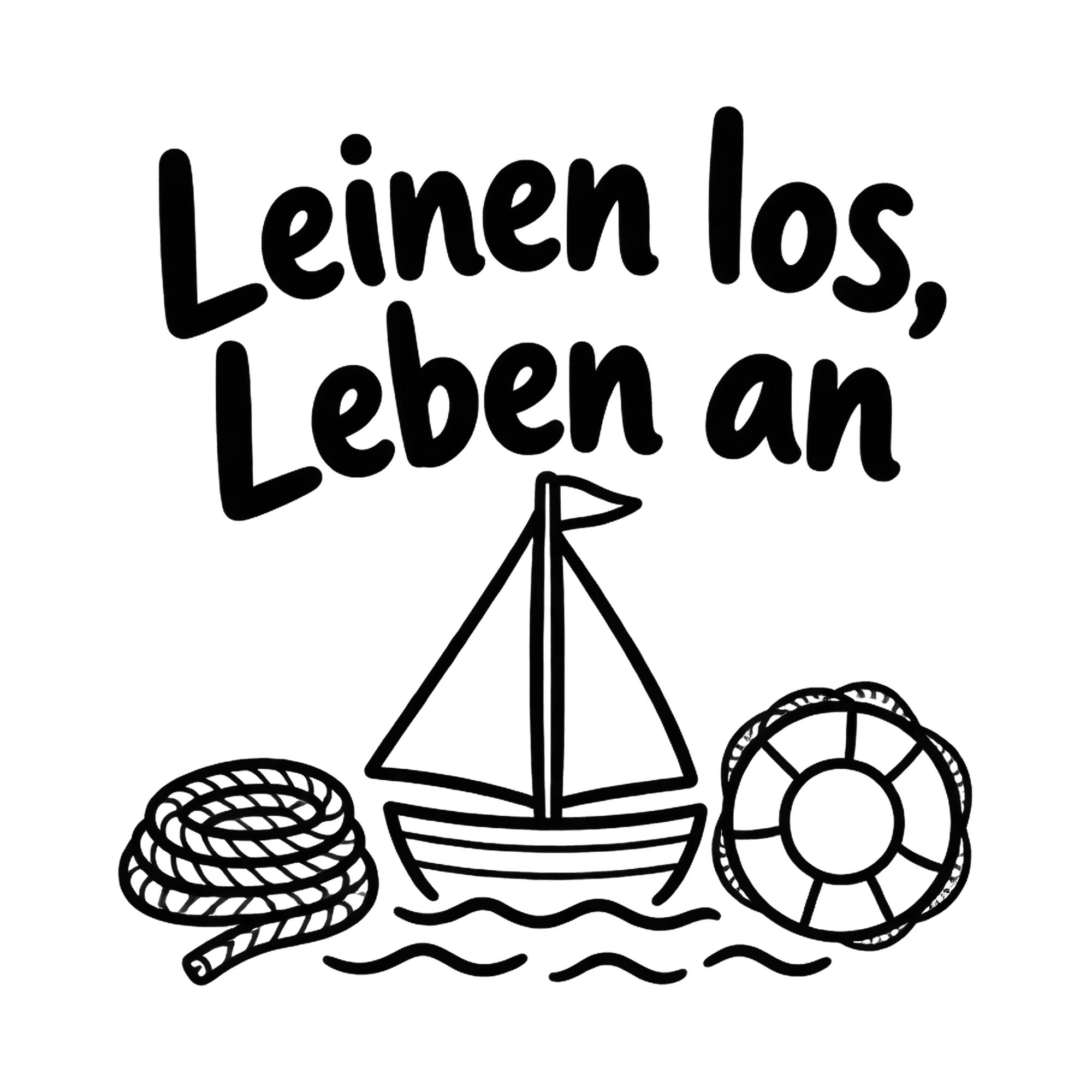 Bügelbild Leinen los, Leben an als Grafik auf weißem Hintergrund (BB019400)