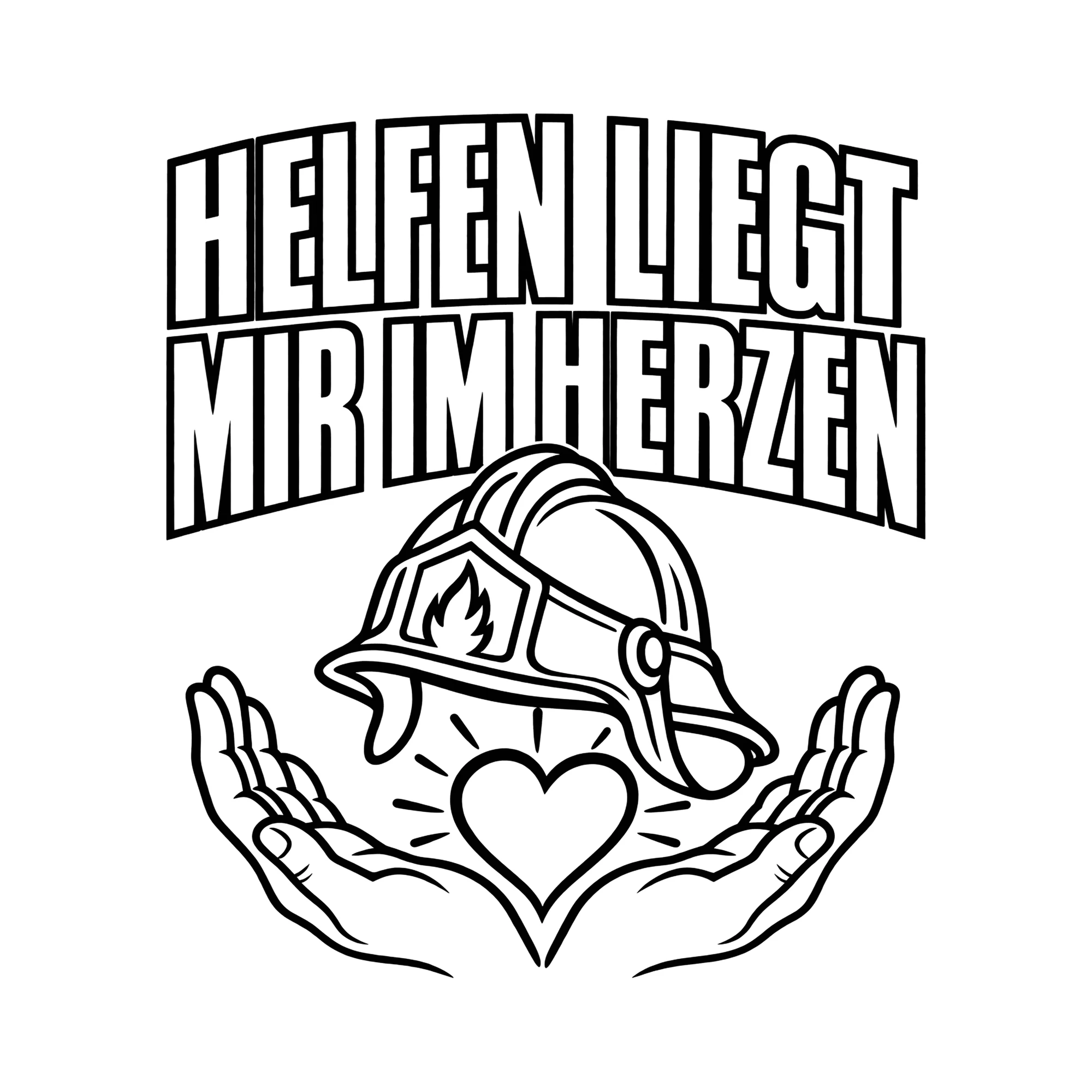Bügelbild HELFEN LIEGT MIR IM HERZEN als Grafik auf weißem Hintergrund (BB011698)