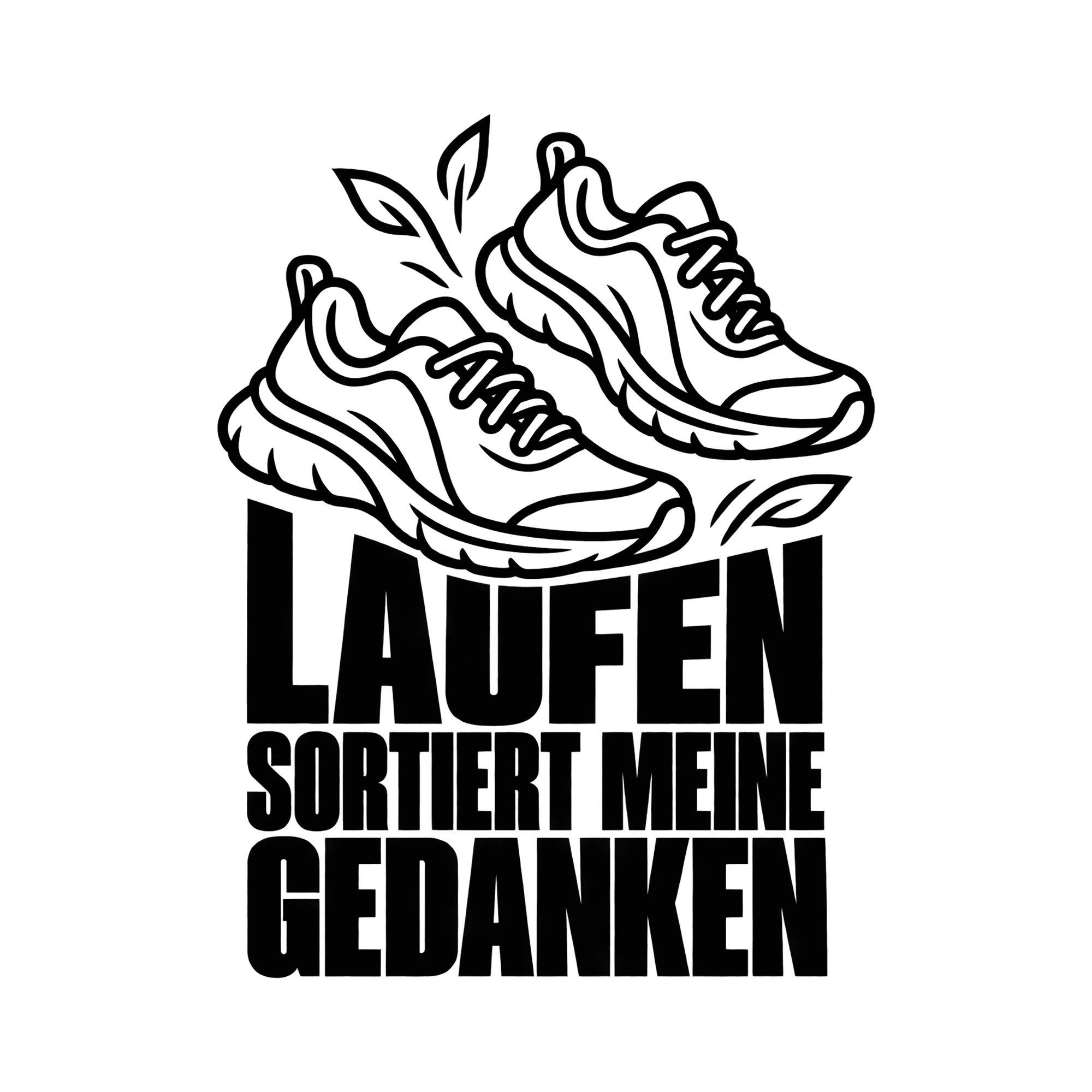 Bügelbild LAUFEN SORTIERT MEINE GEDANKEN als Grafik auf weißem Hintergrund (BB013787)