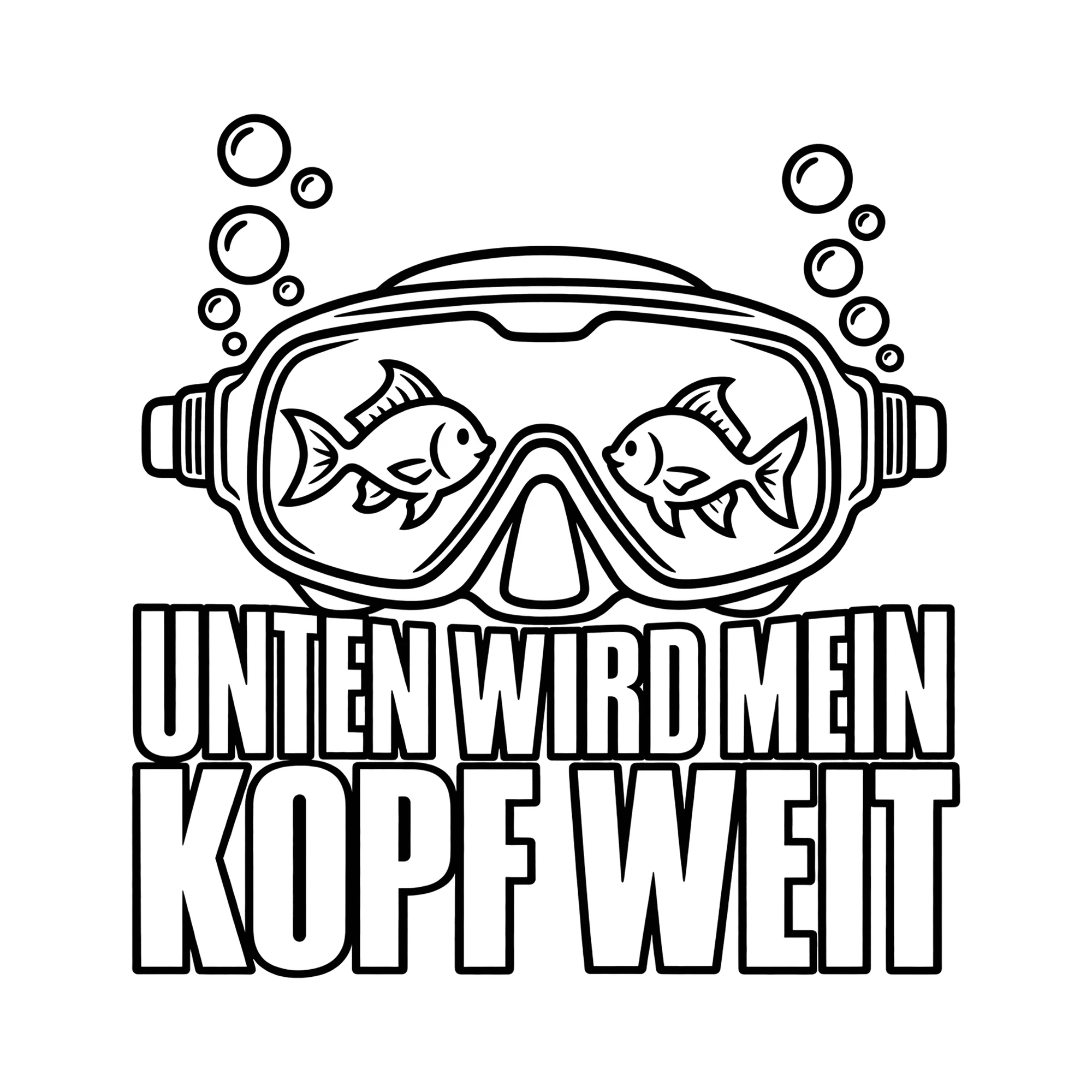 Bügelbild UNTEN WIRD MEIN KOPF WEIT als Grafik auf weißem Hintergrund (BB013816)