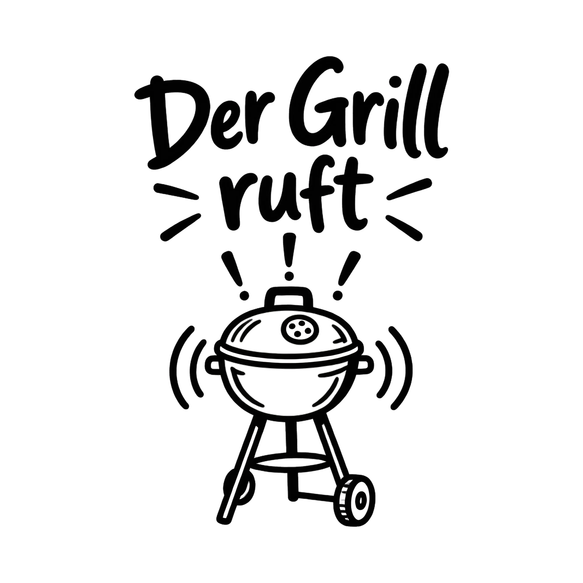Bügelbild Der Grill ruft als Grafik auf weißem Hintergrund (BB019638)