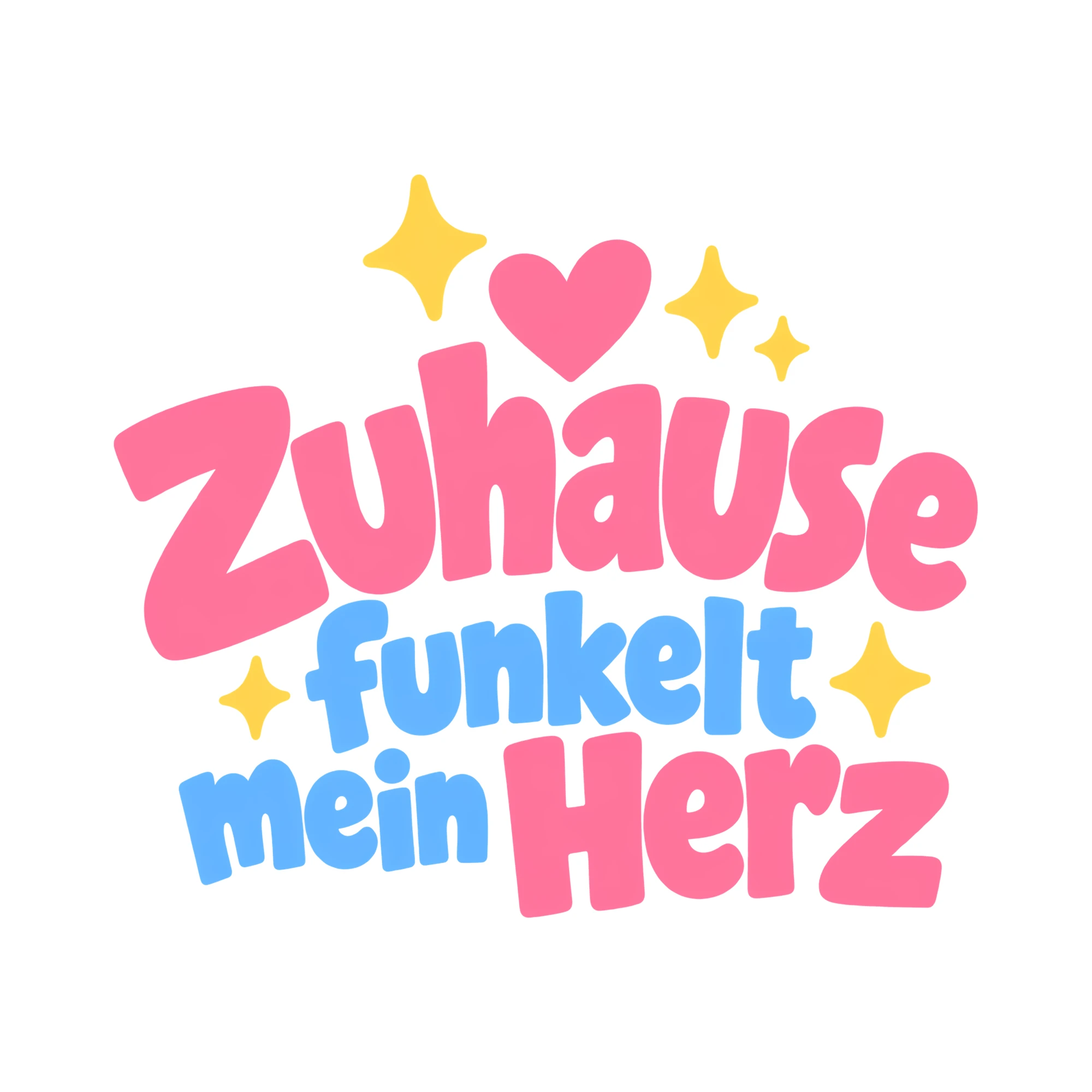 Bügelbild Zuhause funkelt mein Herz als Grafik auf weißem Hintergrund (BB013569)