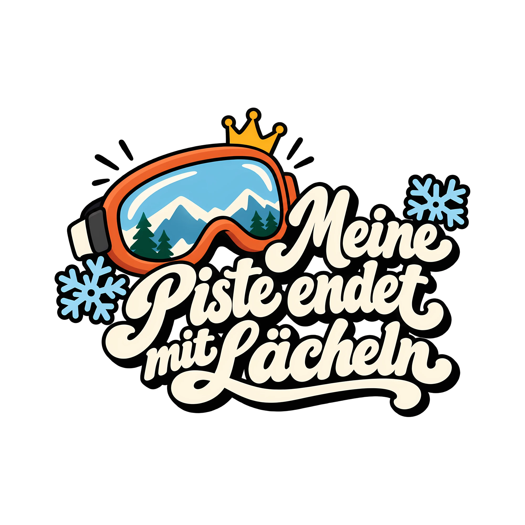 Bügelbild Meine Piste endet mit Lächeln als Grafik auf weißem Hintergrund (BB011943)