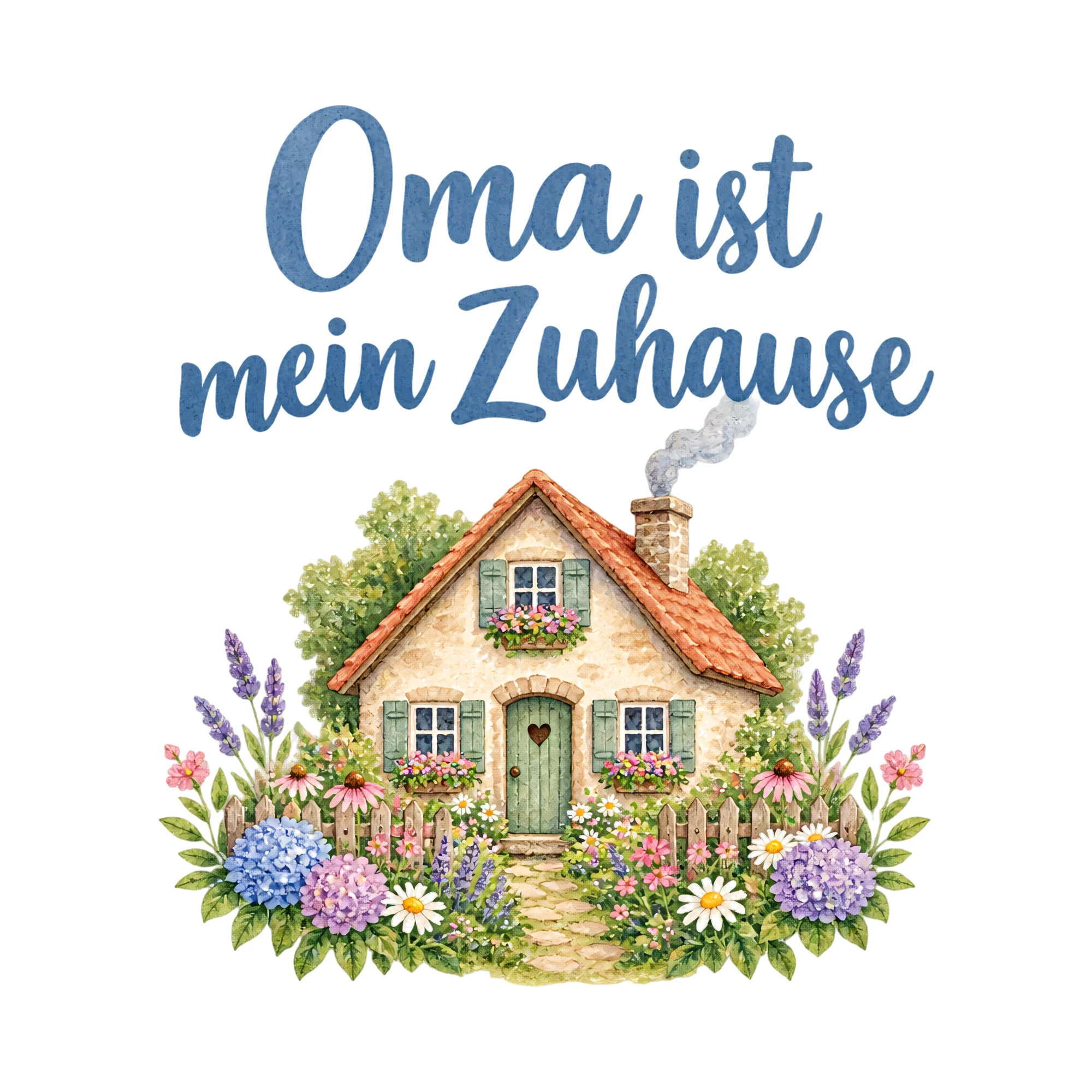 Bügelbild Oma ist mein Zuhause als Grafik auf weißem Hintergrund (BB019239)
