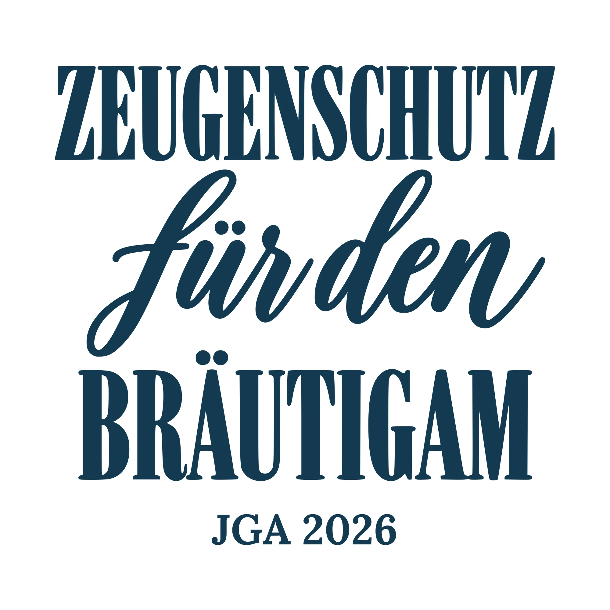 Bügelbild Zeugenschutz für den Bräutigam mit Jahr als Grafik auf weißem Hintergrund (BB010702)