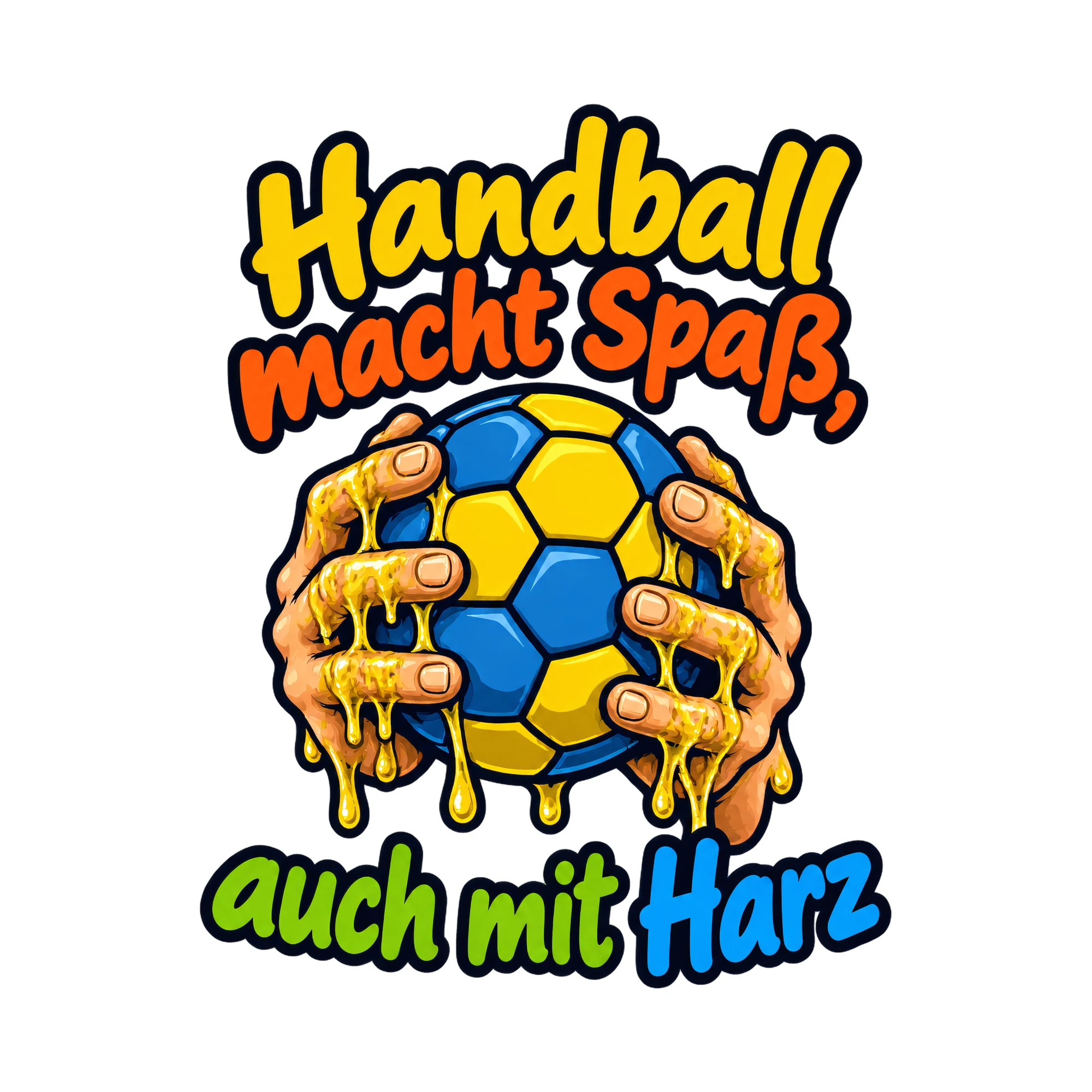 Bügelbild Handball macht Spaß, auch mit Harz als Grafik auf weißem Hintergrund (BB019423)