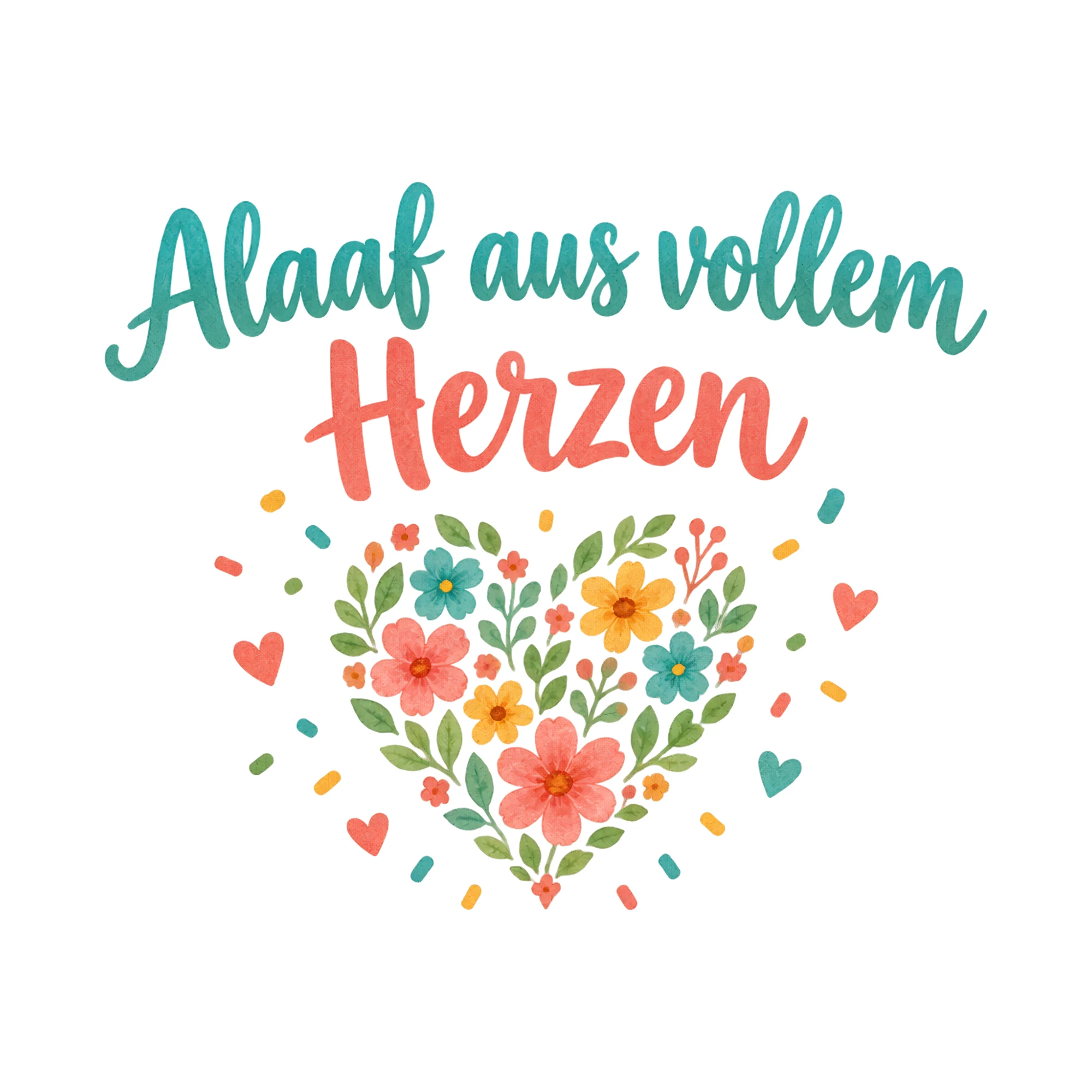 Bügelbild Alaaf aus vollem Herzen, Vereine Shirt Spruch als Grafik auf weißem Hintergrund (BB020465)
