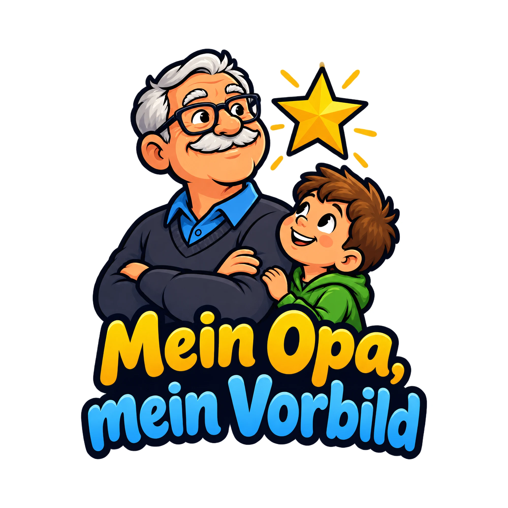 Bügelbild Mein Opa, mein Vorbild als Grafik auf weißem Hintergrund (BB019263)