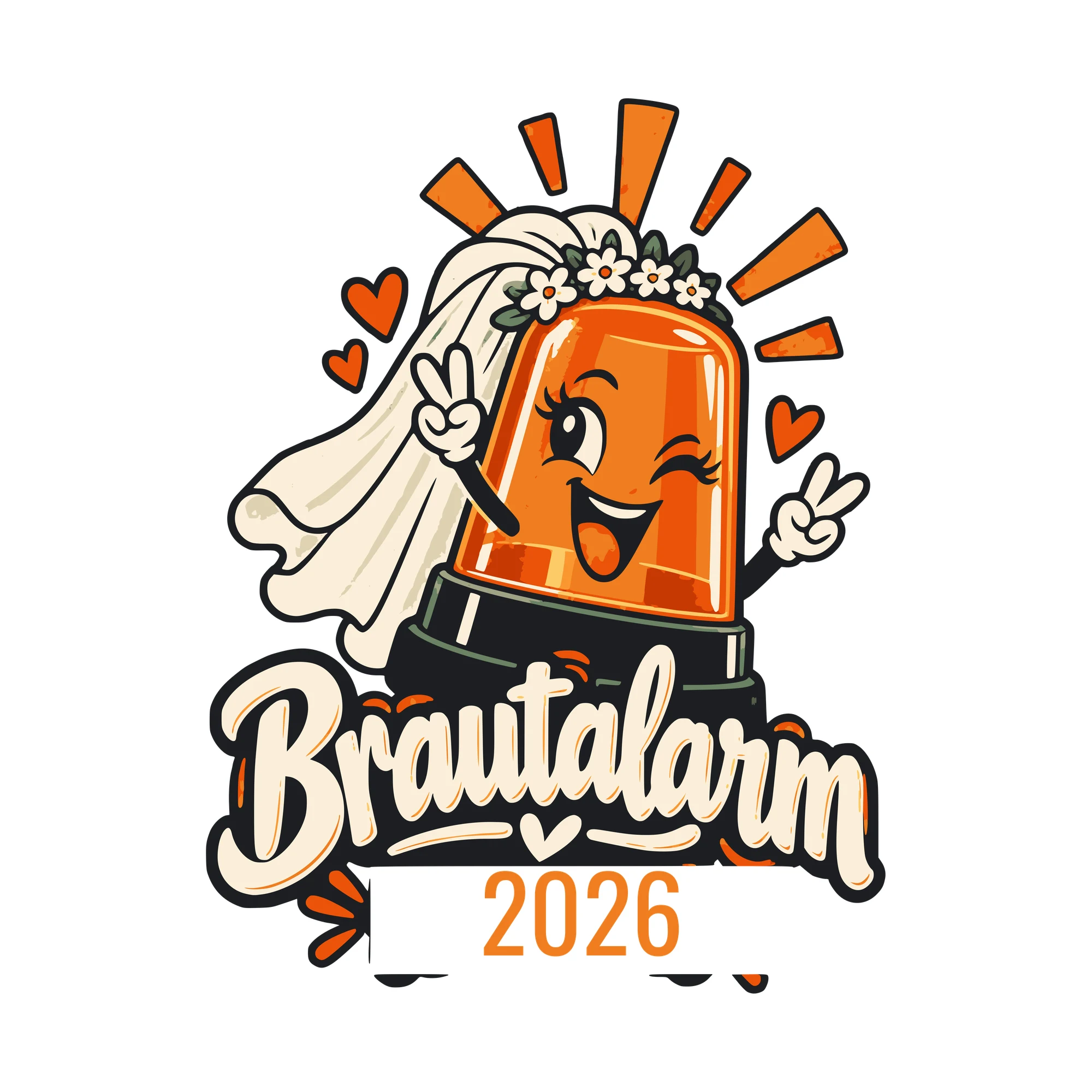 Bügelbild Brautalarm mit Jahr als Grafik auf weißem Hintergrund (BB011294)