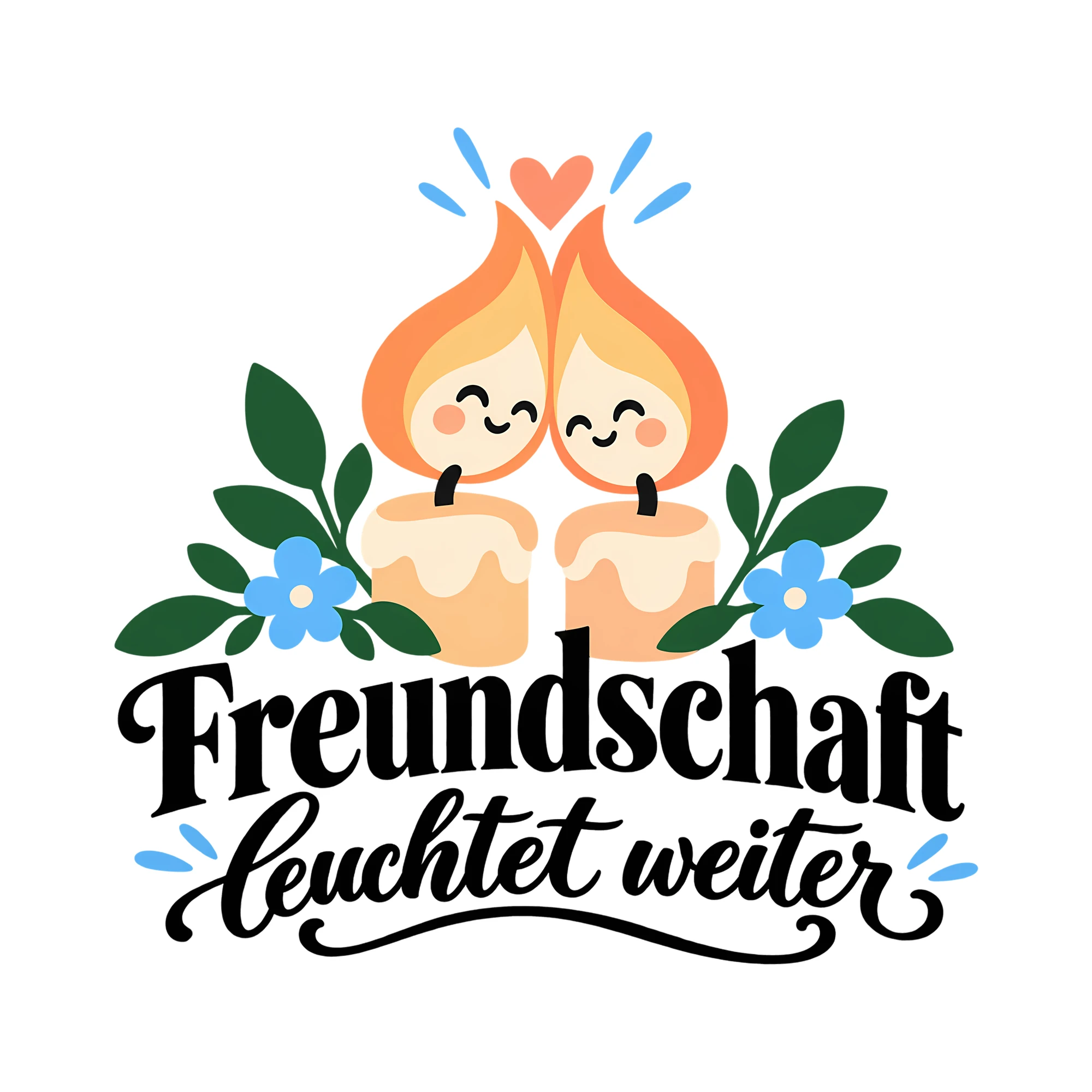 Bügelbild Freundschaft leuchtet weiter als Grafik auf weißem Hintergrund (BB012271)