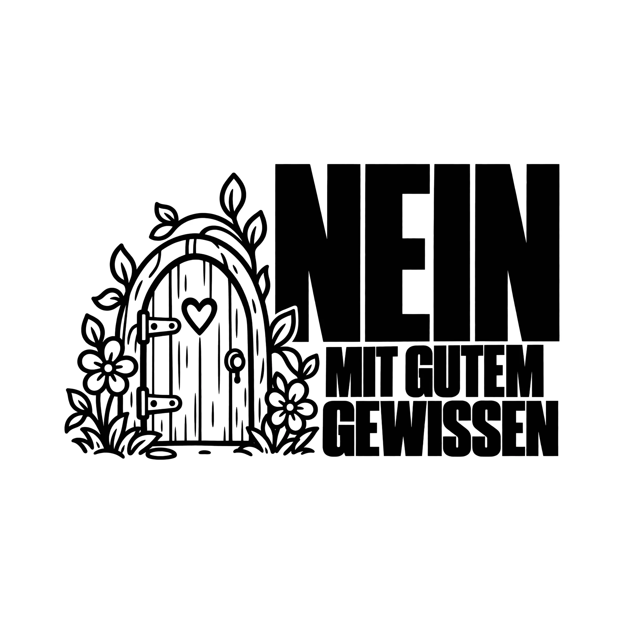 Bügelbild Nein mit gutem Gewissen als Grafik auf weißem Hintergrund (BB014228)