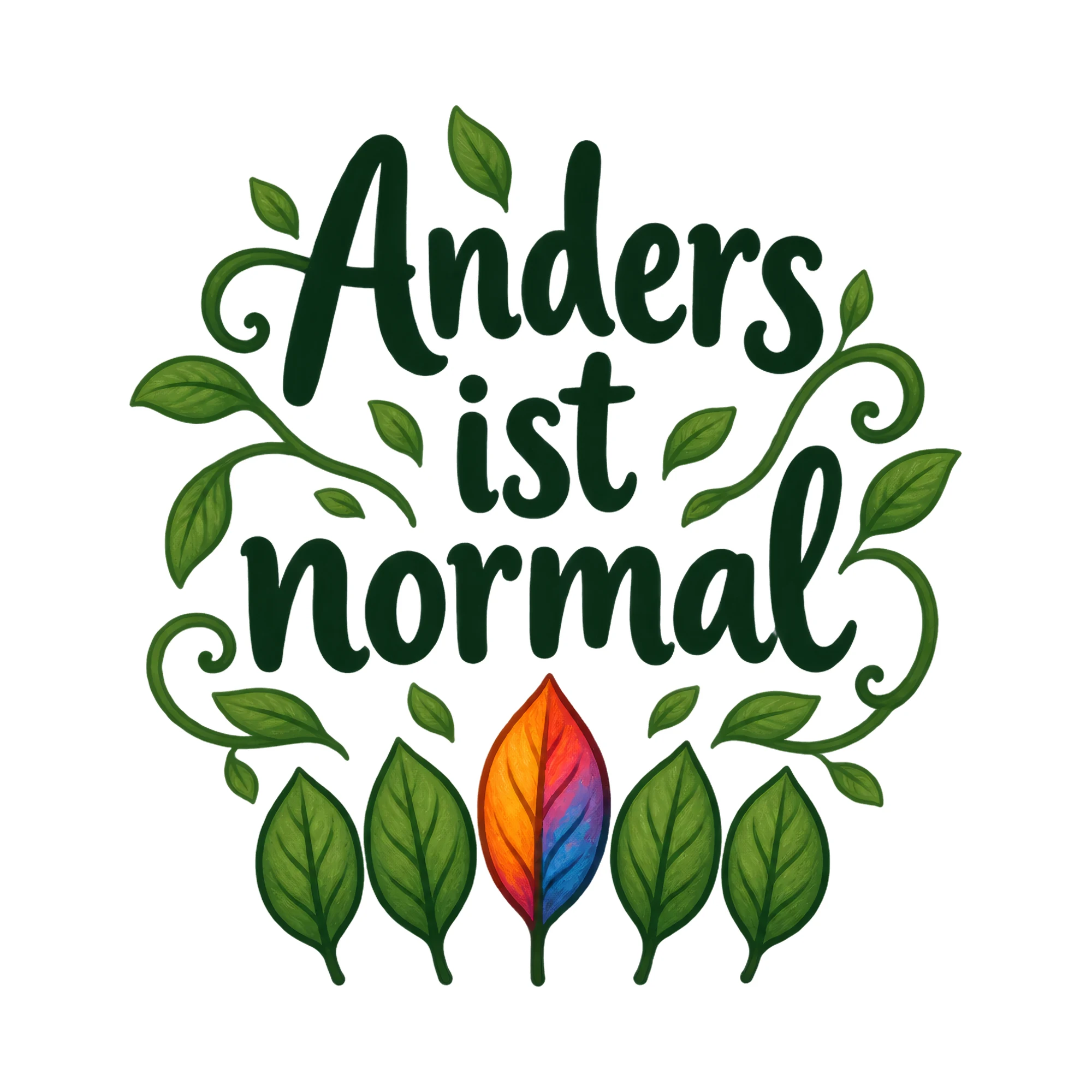 Bügelbild Anders ist normal, Lustiger Shirt Spruch als Grafik auf weißem Hintergrund (BB020183)
