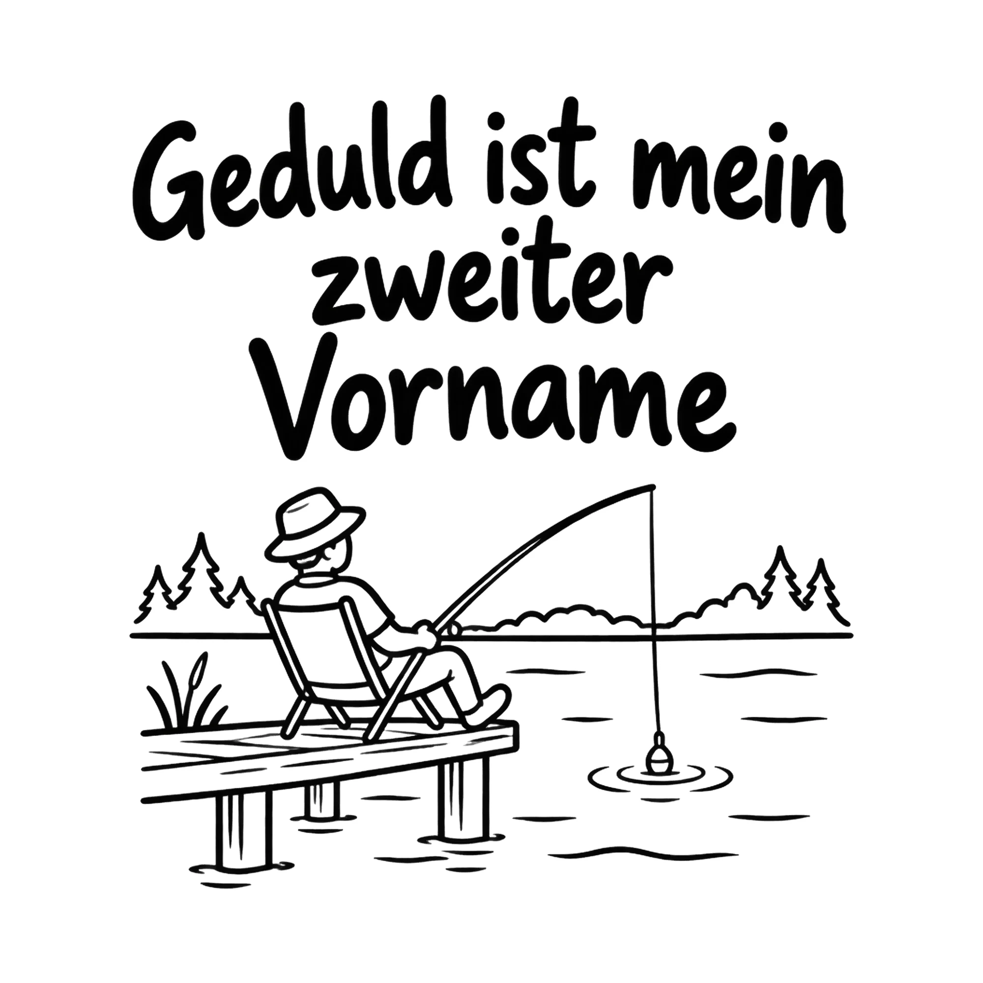 Bügelbild Geduld ist mein zweiter Vorname als Grafik auf weißem Hintergrund (BB019317)
