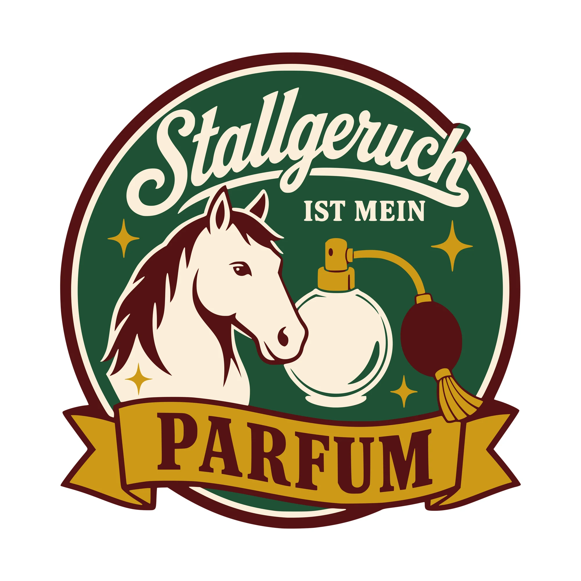 Bügelbild Stallgeruch ist mein Parfum als Grafik auf weißem Hintergrund (BB010455)