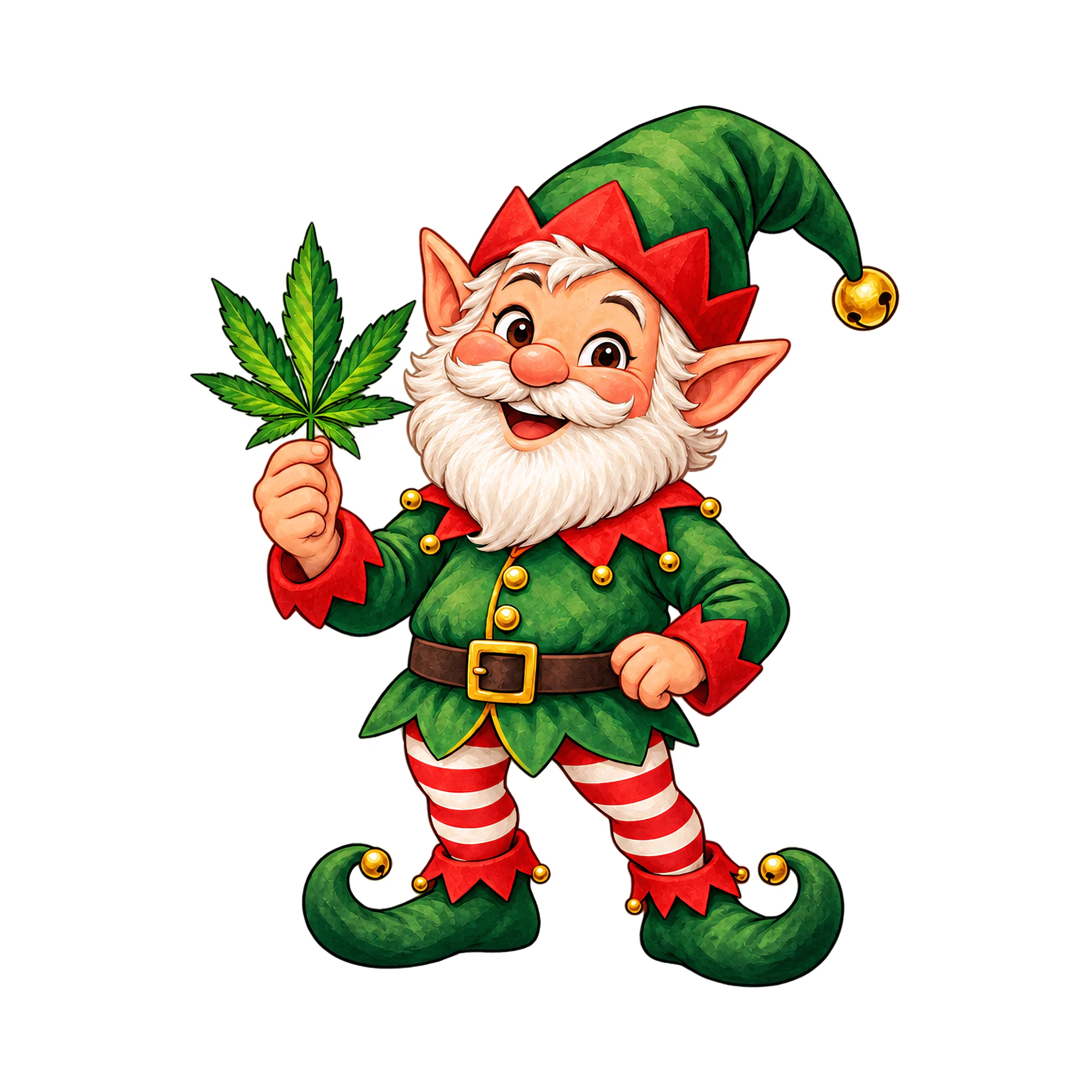 Bügelbild Weed Elf, Weihnachten Shirt Motiv als Grafik auf weißem Hintergrund (BB014832)