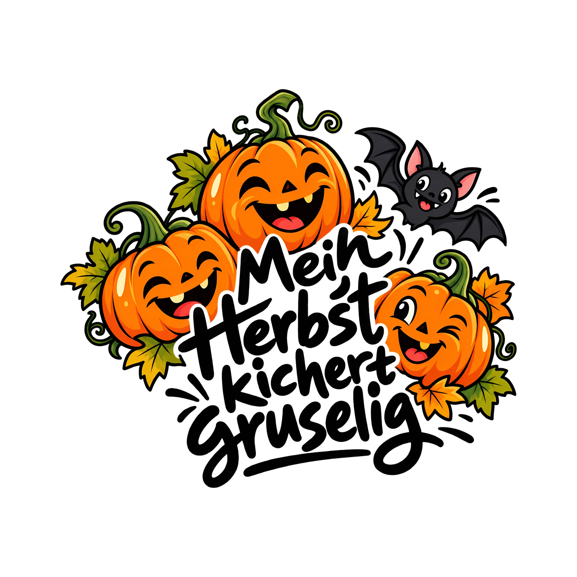 Bügelbild Mein Herbst kichert gruselig als Grafik auf weißem Hintergrund (BB012665)