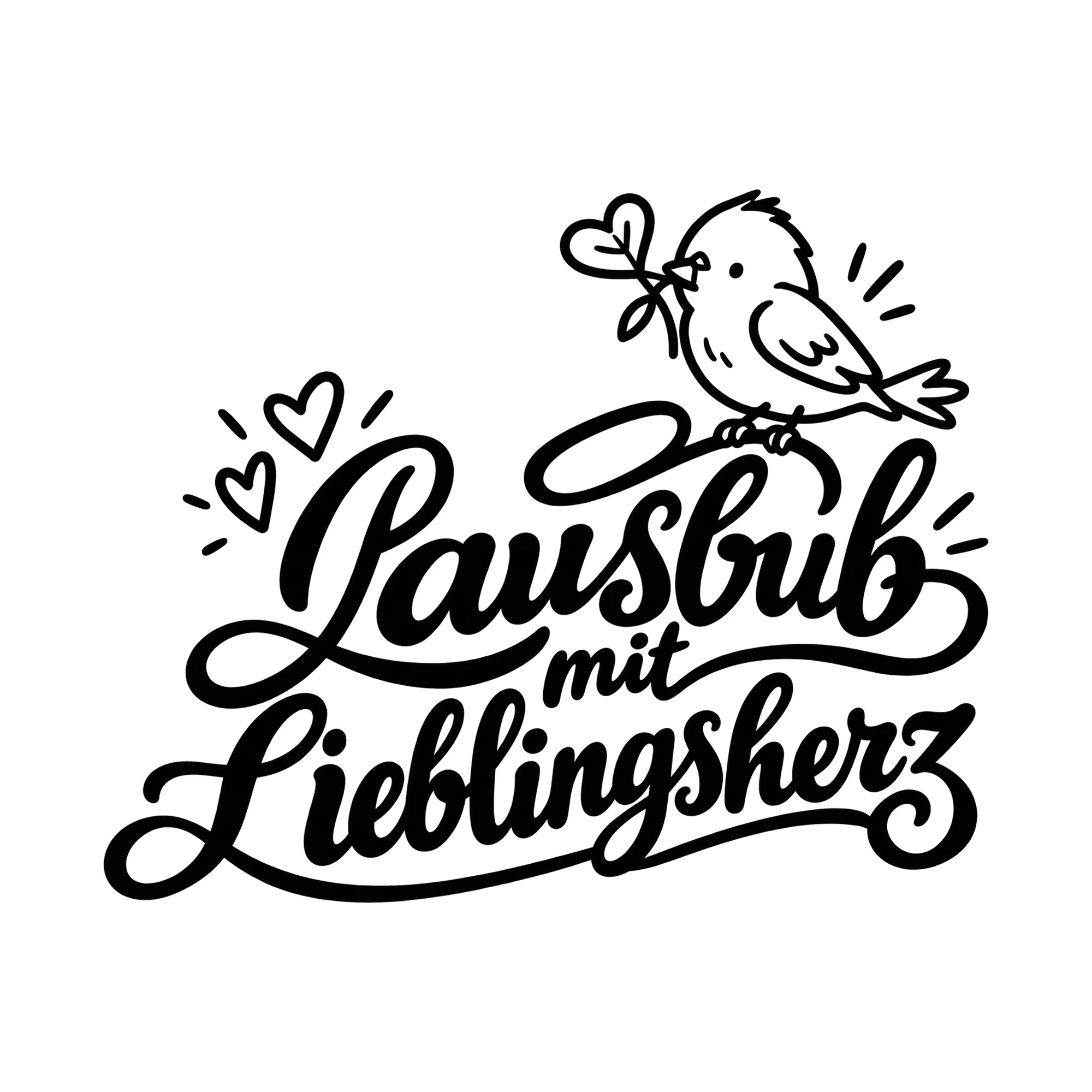 Bügelbild Lausbub mit Lieblingsherz als Grafik auf weißem Hintergrund (BB013552)
