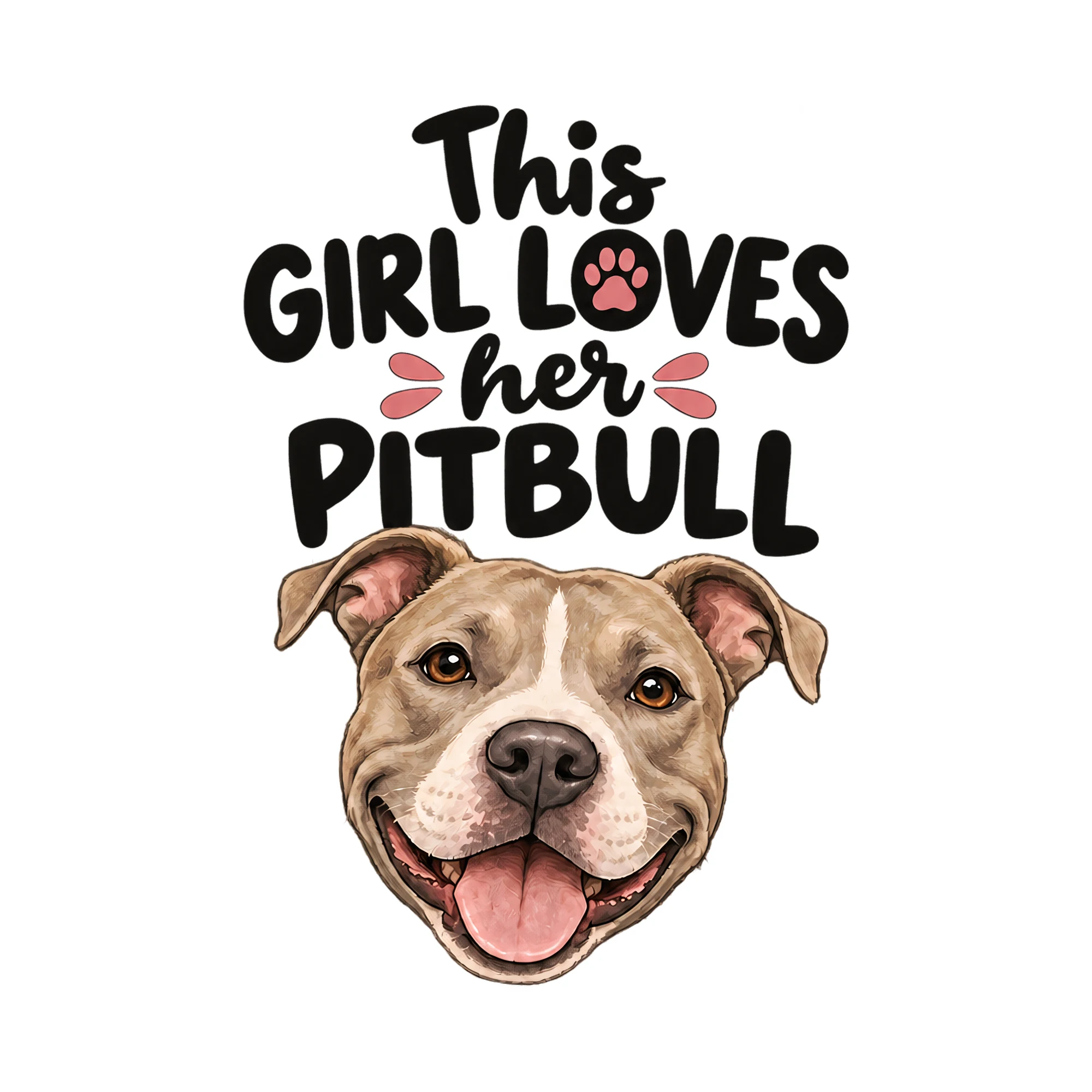 Bügelbild This Girl Loves Her Pitbull, Lustiger Shirt Spruch als Grafik auf weißem Hintergrund (BB017770)