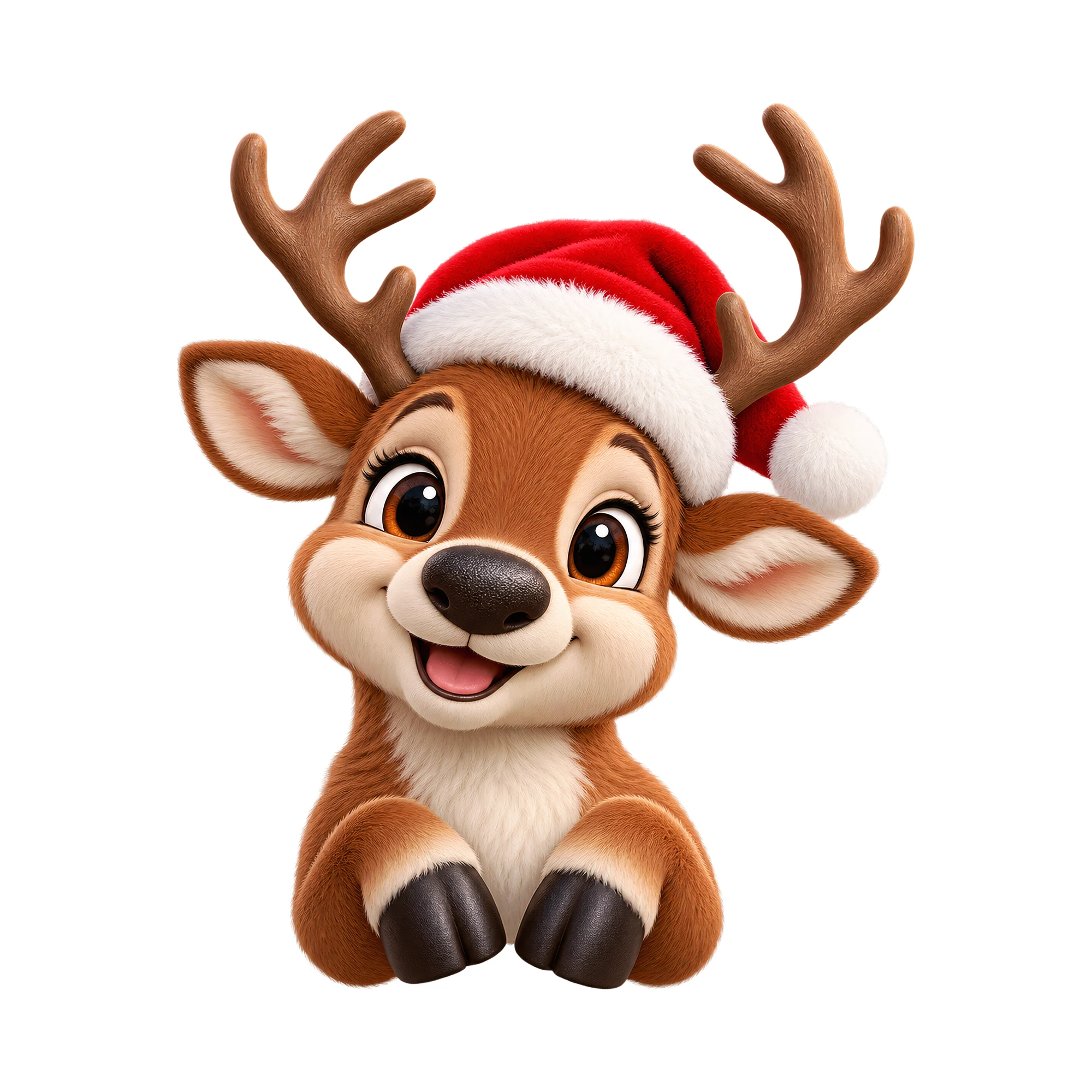 Bügelbild 3D Rentier, Weihnachten Shirt Motiv als Grafik auf weißem Hintergrund (BB014799)