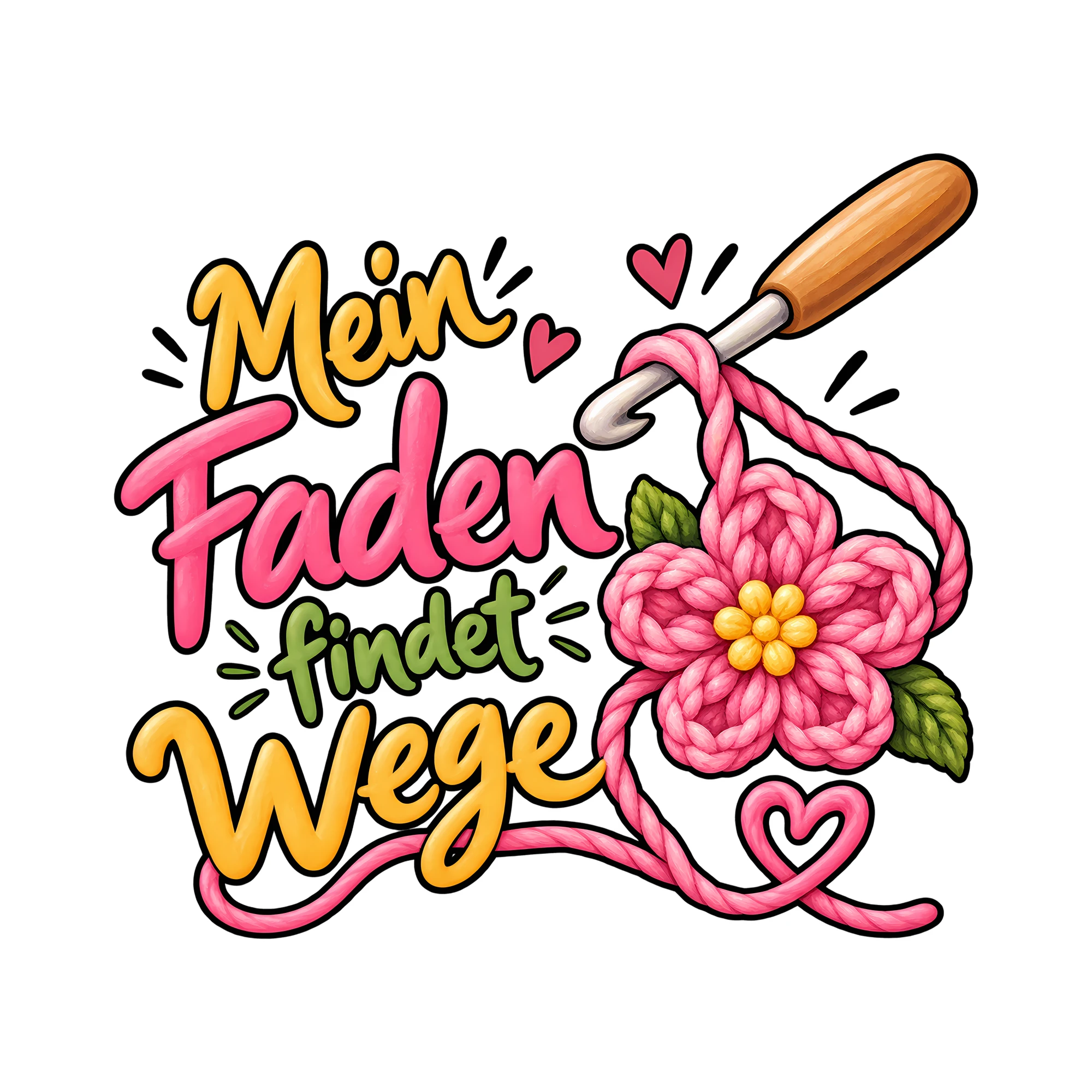 Bügelbild Mein Faden findet Wege als Grafik auf weißem Hintergrund (BB012911)