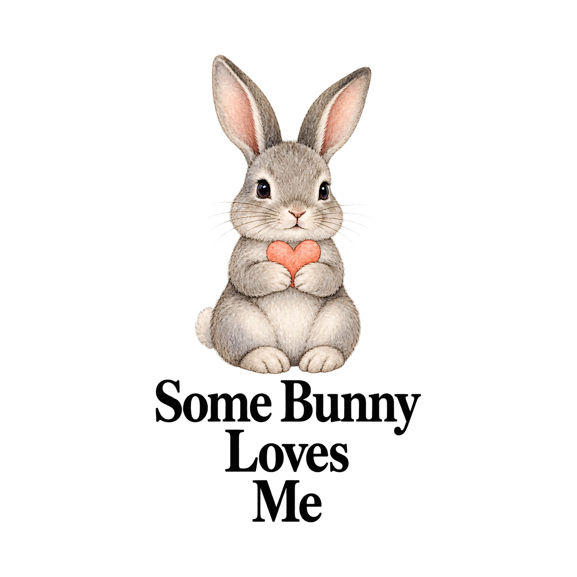 Bügelbild Some Bunny Loves Me, Tiere Shirt Spruch als Grafik auf weißem Hintergrund (BB016152)
