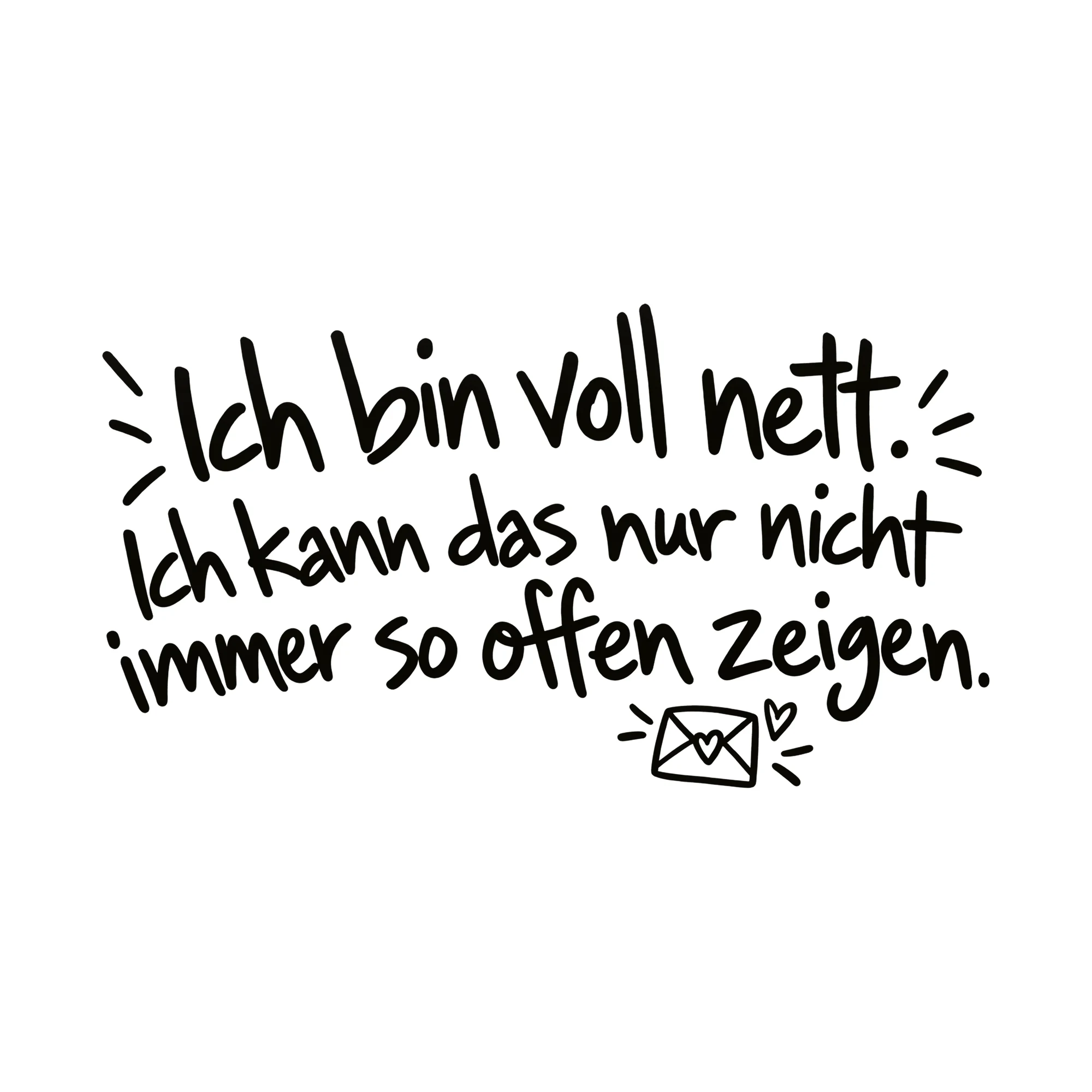Bügelbild Ich bin voll nett. Ich kann das nur nicht zeigen., Lustiger Shirt Spruch als Grafik auf weißem Hintergrund (BB014747)
