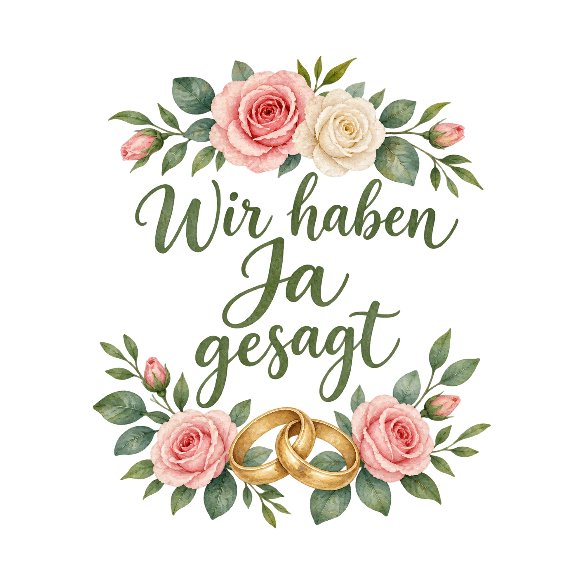 Bügelbild Wir haben Ja gesagt, JGA Shirt Spruch als Grafik auf weißem Hintergrund (BB018394)