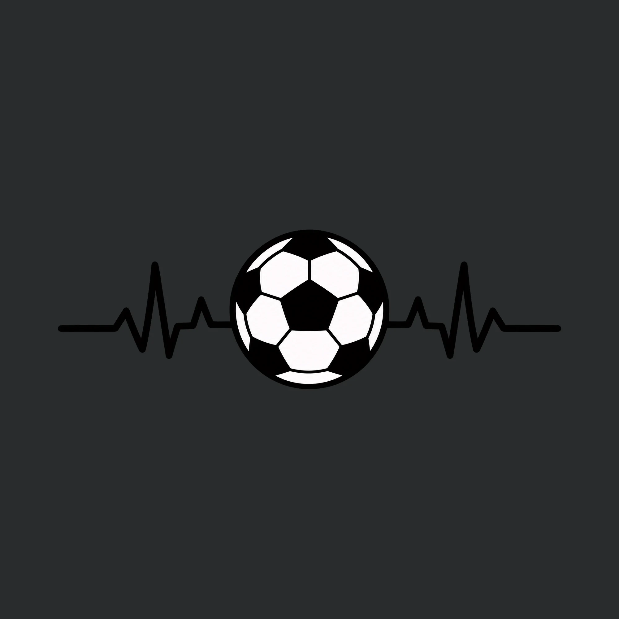 Bügelbild Heart Rate Football, Lustiger Shirt Motiv als Grafik auf dunklem Hintergrund (BB015642)