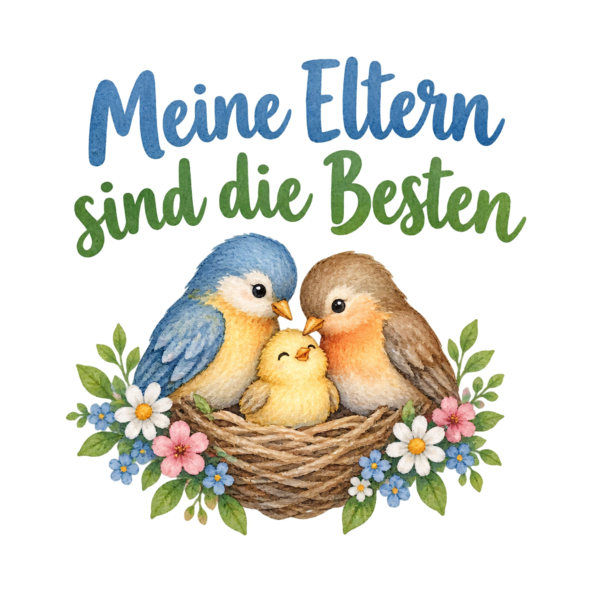 Bügelbild Meine Eltern sind die Besten, Mama Papa Shirt Spruch als Grafik auf weißem Hintergrund (BB018678)