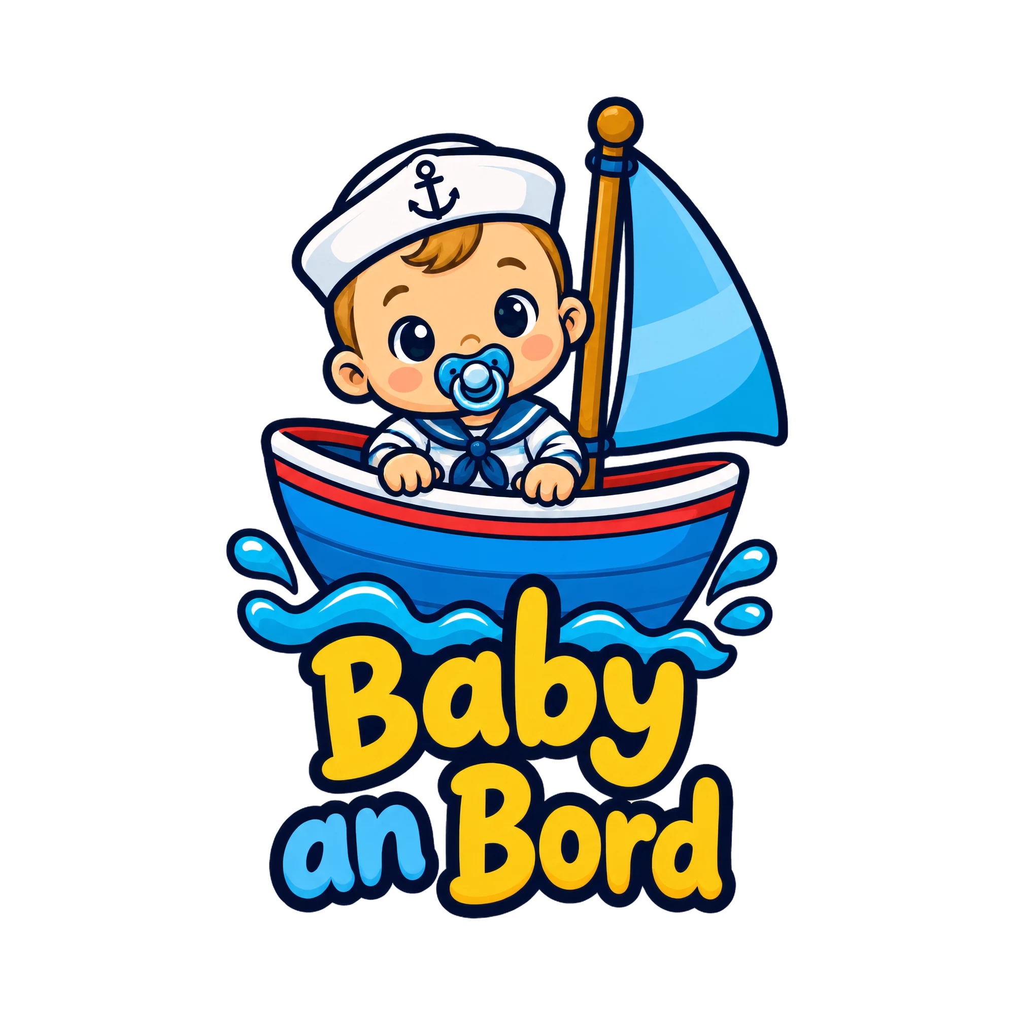 Bügelbild Baby an Bord, Babybody bügeln Motiv als Grafik auf weißem Hintergrund (BB016717)
